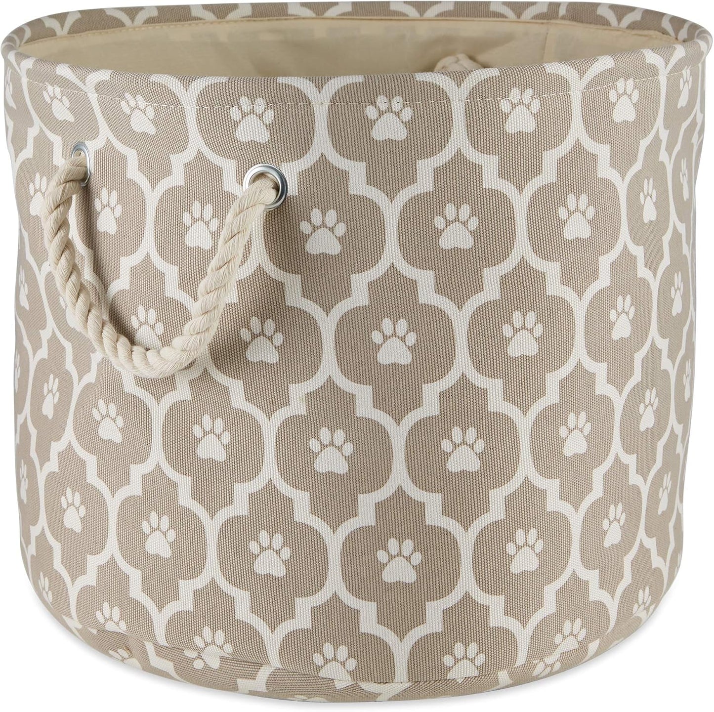 DII Bone Dry RoundSmall Pet Toy and Accessory Storage Bin, 12"(Dia) x9(H), Collapsible Organizer Storage Basket for Home Decor, Pet Toy, Blankets, Leashes and Food-Gray Stripes