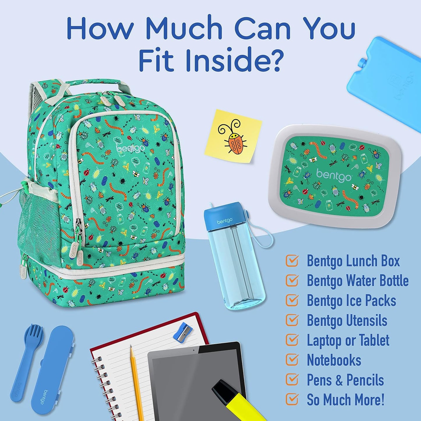 Bentgo Kids Prints 2-in-1 Backpack & Insulated Lunch Bag (Dinosaur)
