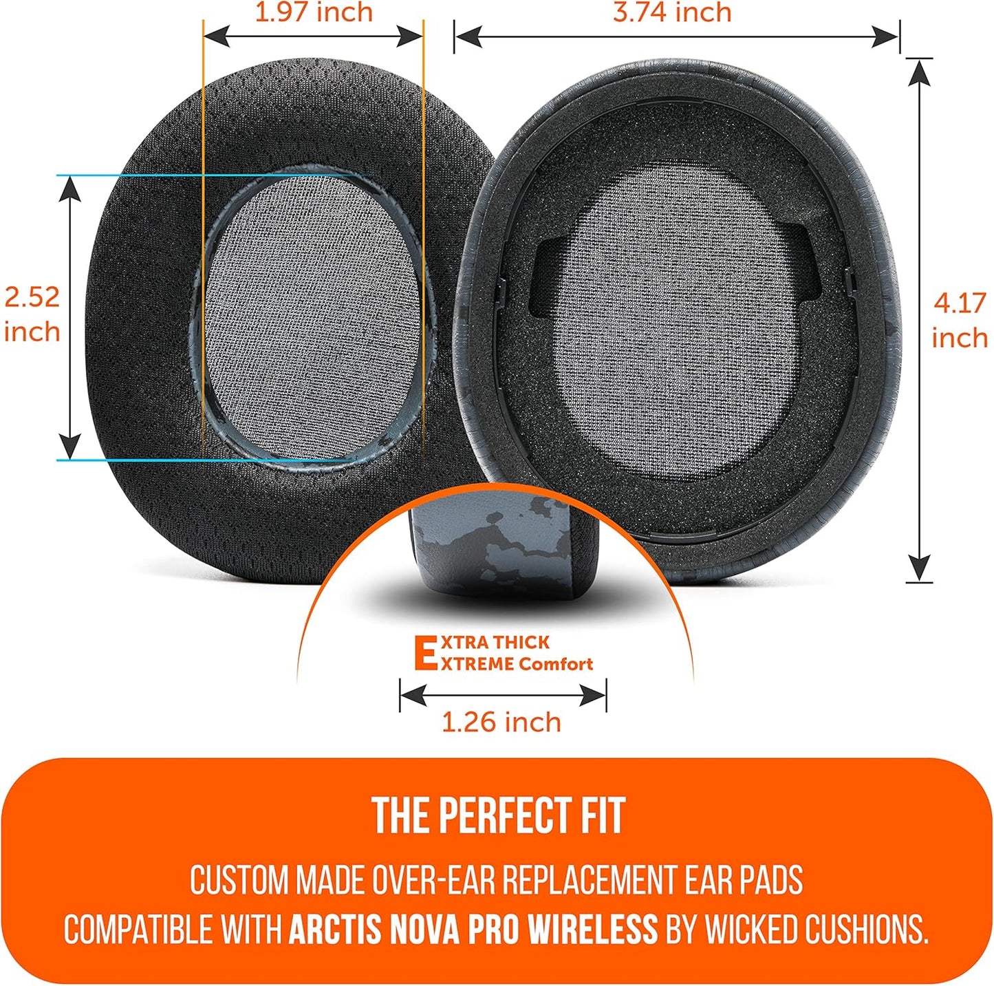 WC Freeze Nova Pro Wireless - Cooling Gel Earpads for Arctis Nova Pro Wireless ONLY (Doesn’t Fit Other Models), Made by Wicked Cushions, Improved Durability, Thickness & Sound Isolation | Black