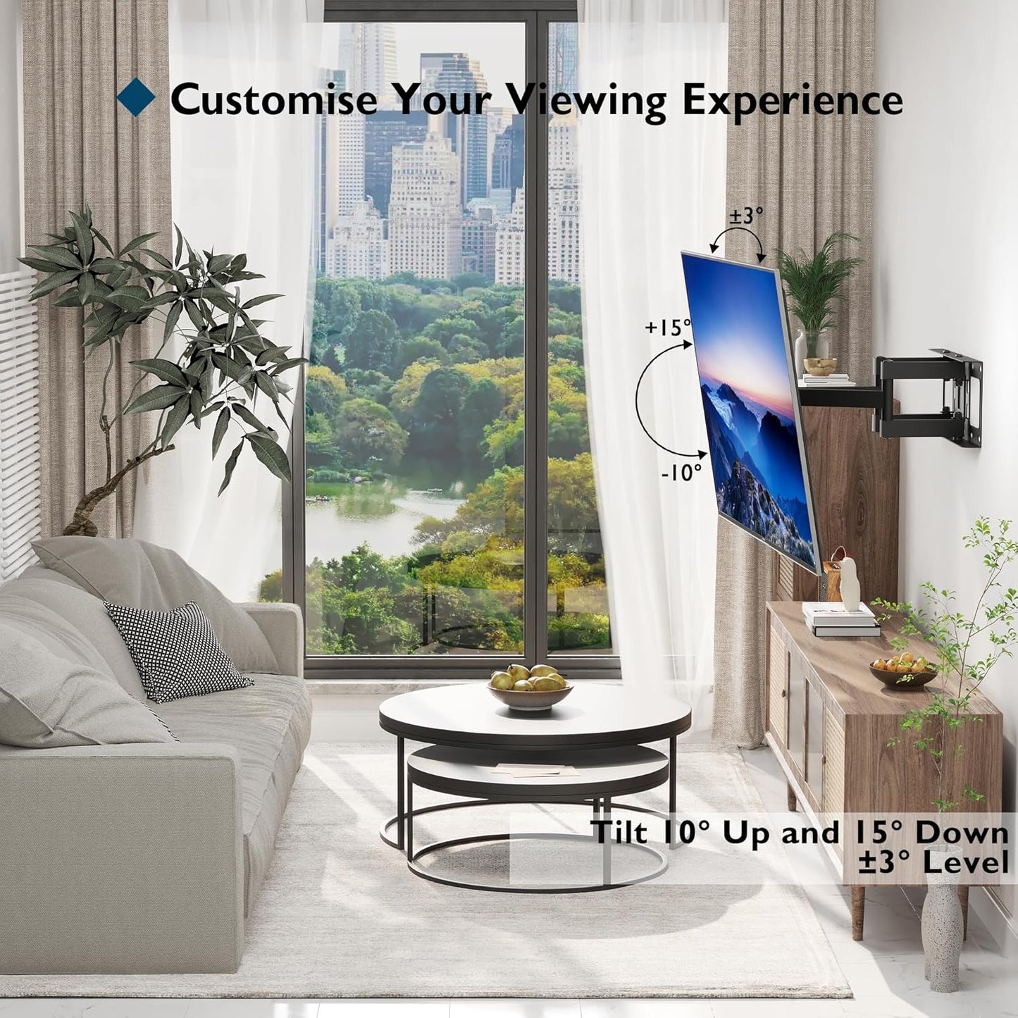 BONTEC TV Wall Mount, Full Motion Bracket for 23-70 Inch TVs, Holds Up to 99lbs, Max VESA 400x400mm, Fits 32 40 50 55 65 Inch LED OLED LCD Flat and Curved Screens, Tilt Swivels with 6 Arms