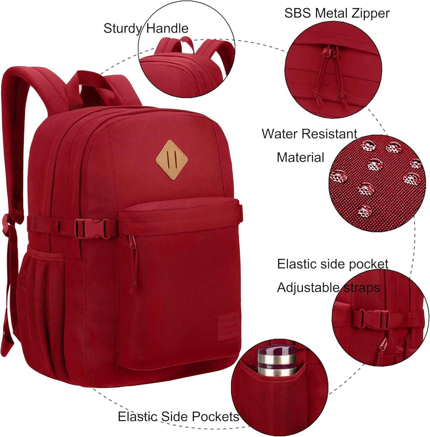 SUPACOOL Lightweight Casual Backpack for Men and Women, Large Backpack for School Boys and Girls