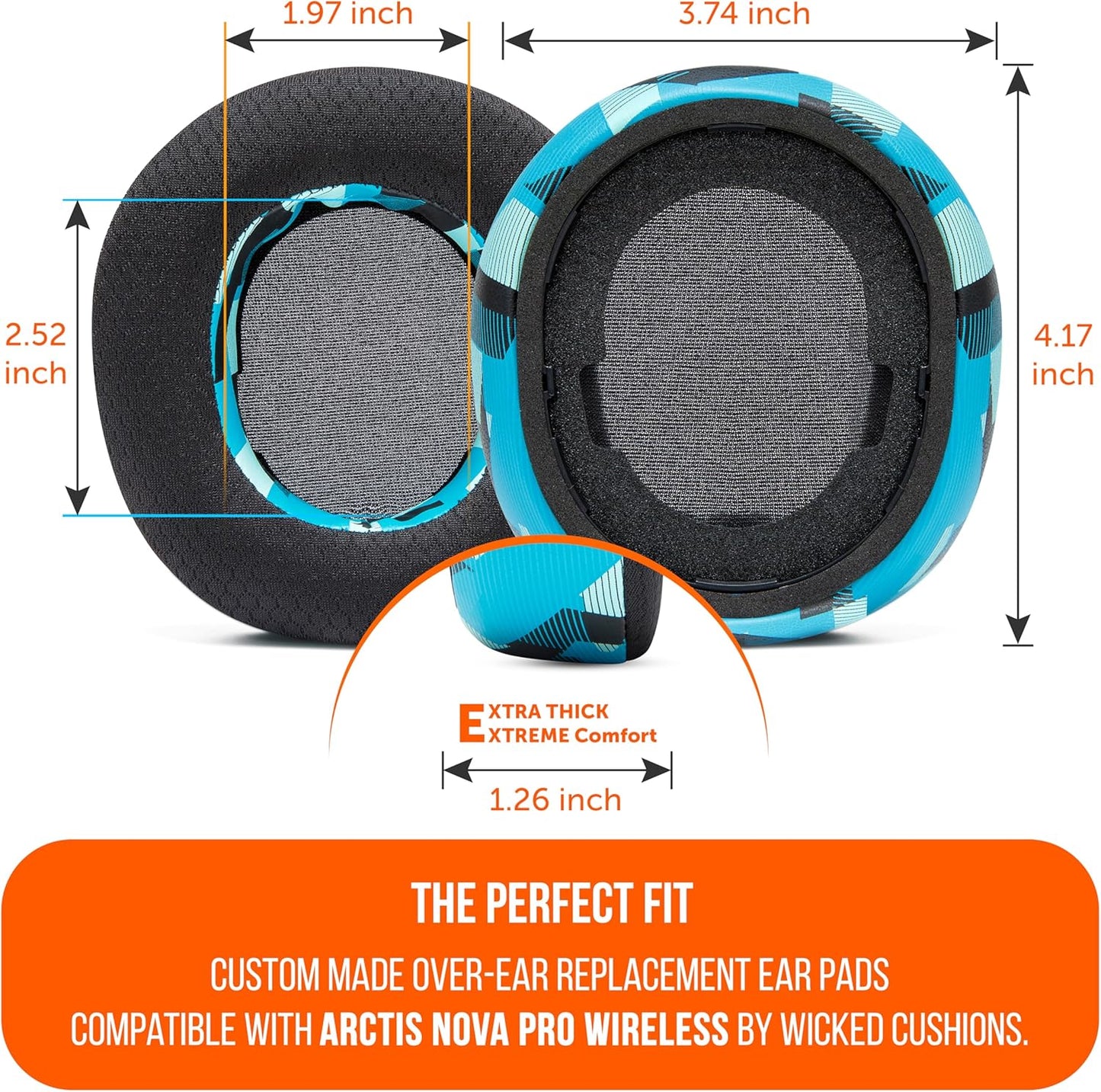WC Freeze Nova Pro Wireless - Cooling Gel Earpads for Arctis Nova Pro Wireless ONLY (Doesn’t Fit Other Models), Made by Wicked Cushions, Improved Durability, Thickness & Sound Isolation | Black