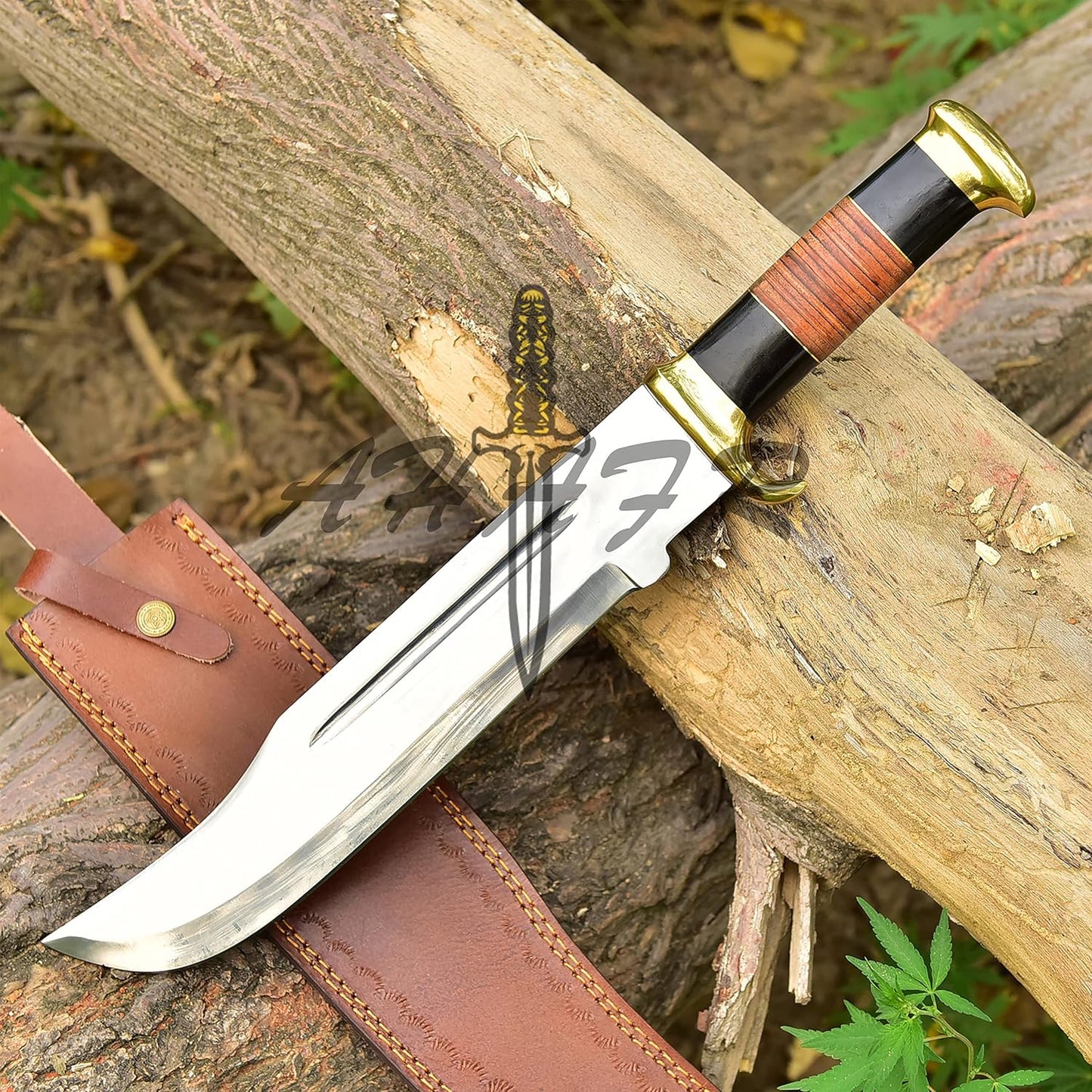 KE-0547-HK D 2 Steel Custom And Handmade 18" Buffalo Horn Handle Large Bowie Knife - Grand Couteau Bowie - Couteaux de Chasse Personnalisés - Couteau de Chasse Fait Main