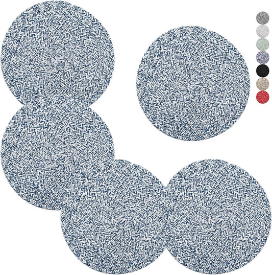 Trivets for Hot Dishes, Pots and Pans, 8 Inches Hot Pads 5 Pcs, Pot Holders for Kitchen, Heat Resistant Mat Protect Counter, Coasters Set Home Essentials Farmhouse Decor (Blue)