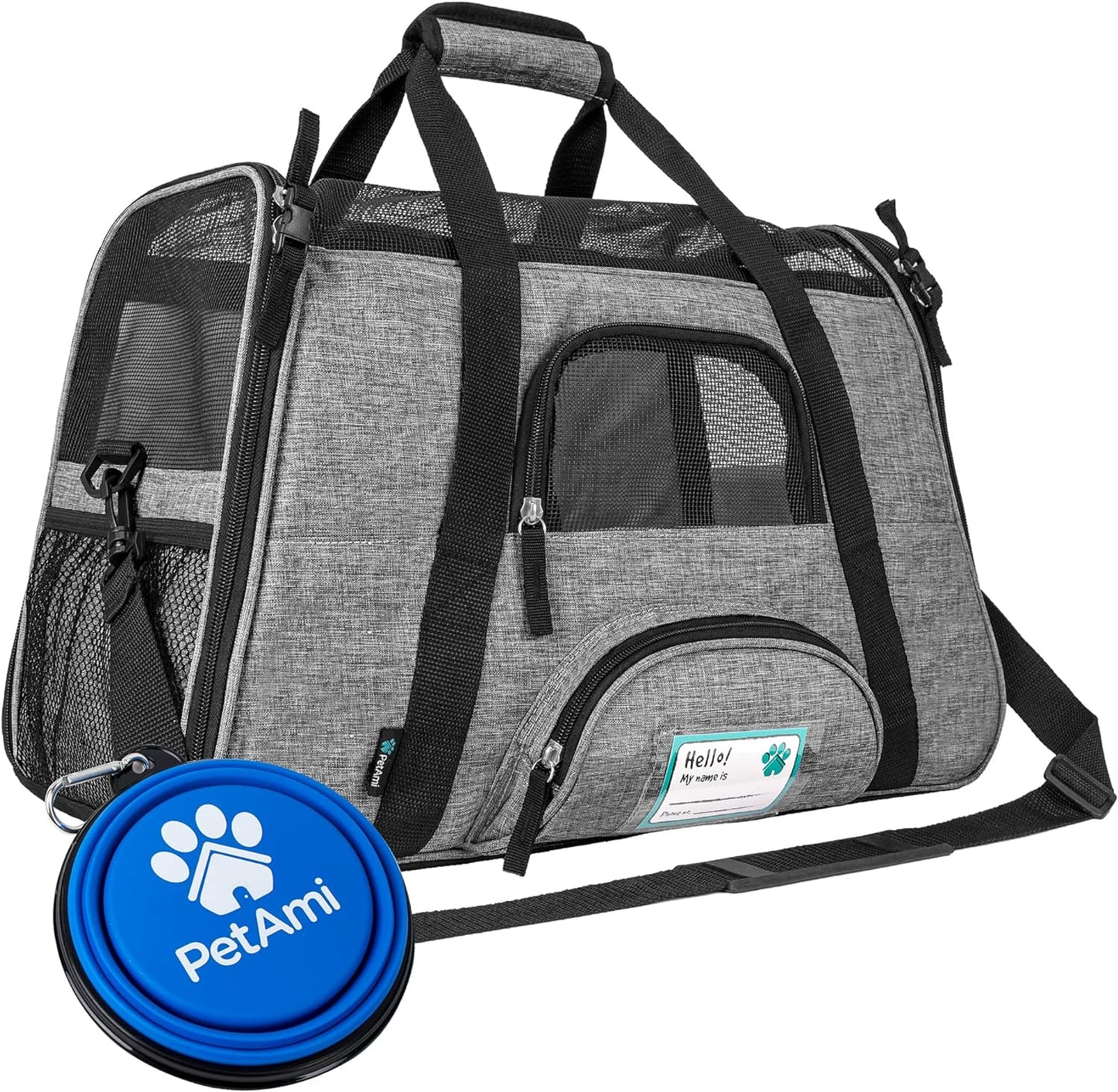 Premium Airline Approved Soft-Sided Pet Travel Carrier by PetAmi | Ventilated, Comfortable Design with Safety Features | Perfect For Plane or Car | Ideal for Small to Medium Sized Cats, Dogs, and Pets