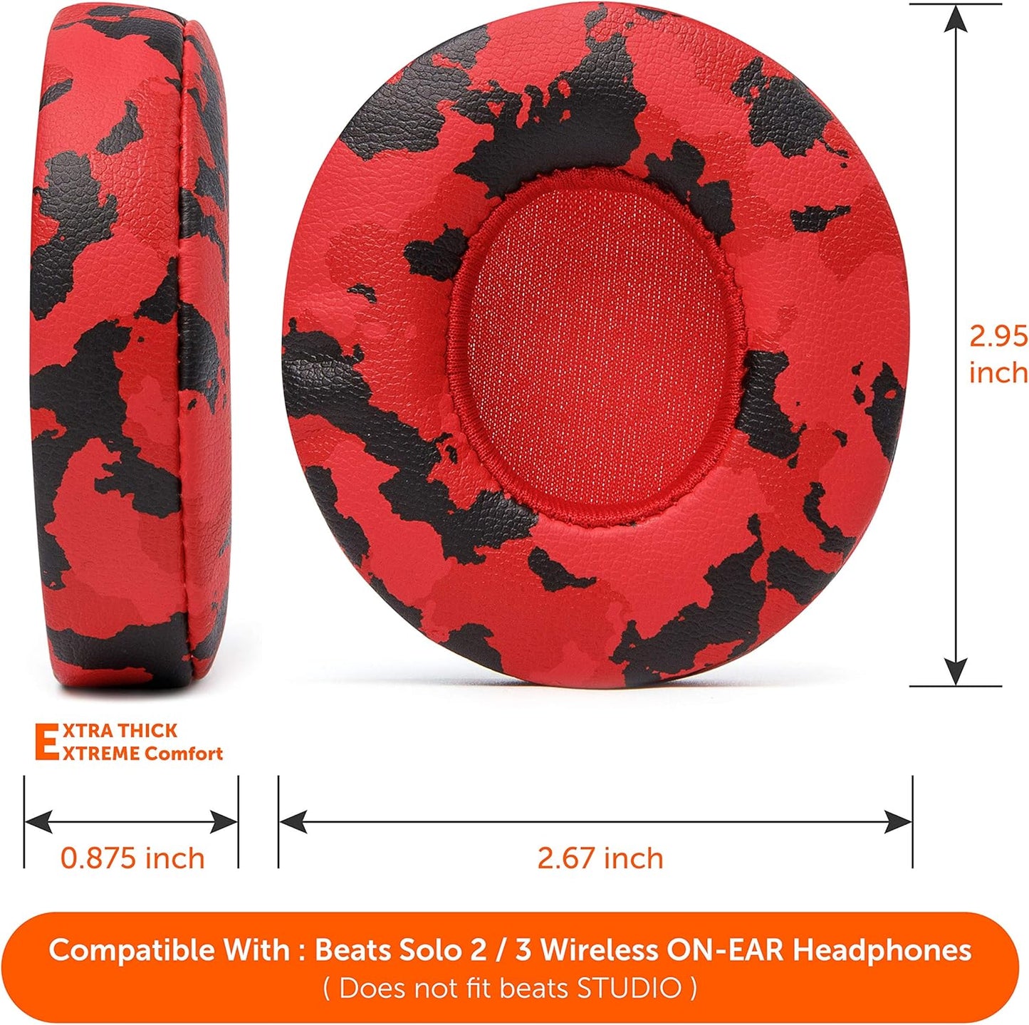 WC Extra Thick Replacement Earpads for Beats Solo 2 & 3 by Wicked Cushions - Ear Pads for Beats Solo 2 & 3 Wireless ON-Ear Headphones - Soft Leather, Luxury Memory Foam, Strong Adhesive | White