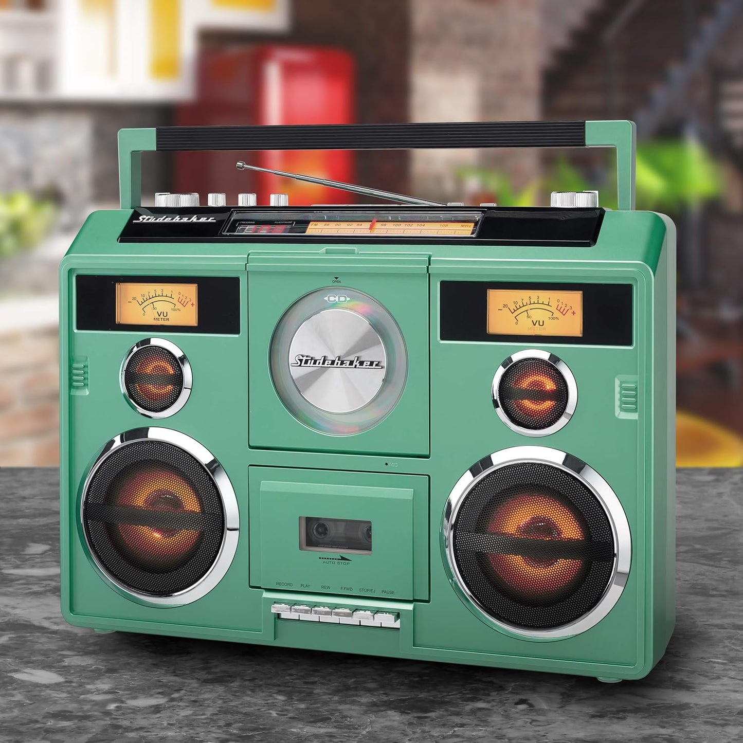 Sound Station Portable Stereo with Bluetooth/CD/AM-FM Radio/Cassette Recorder (Silver)