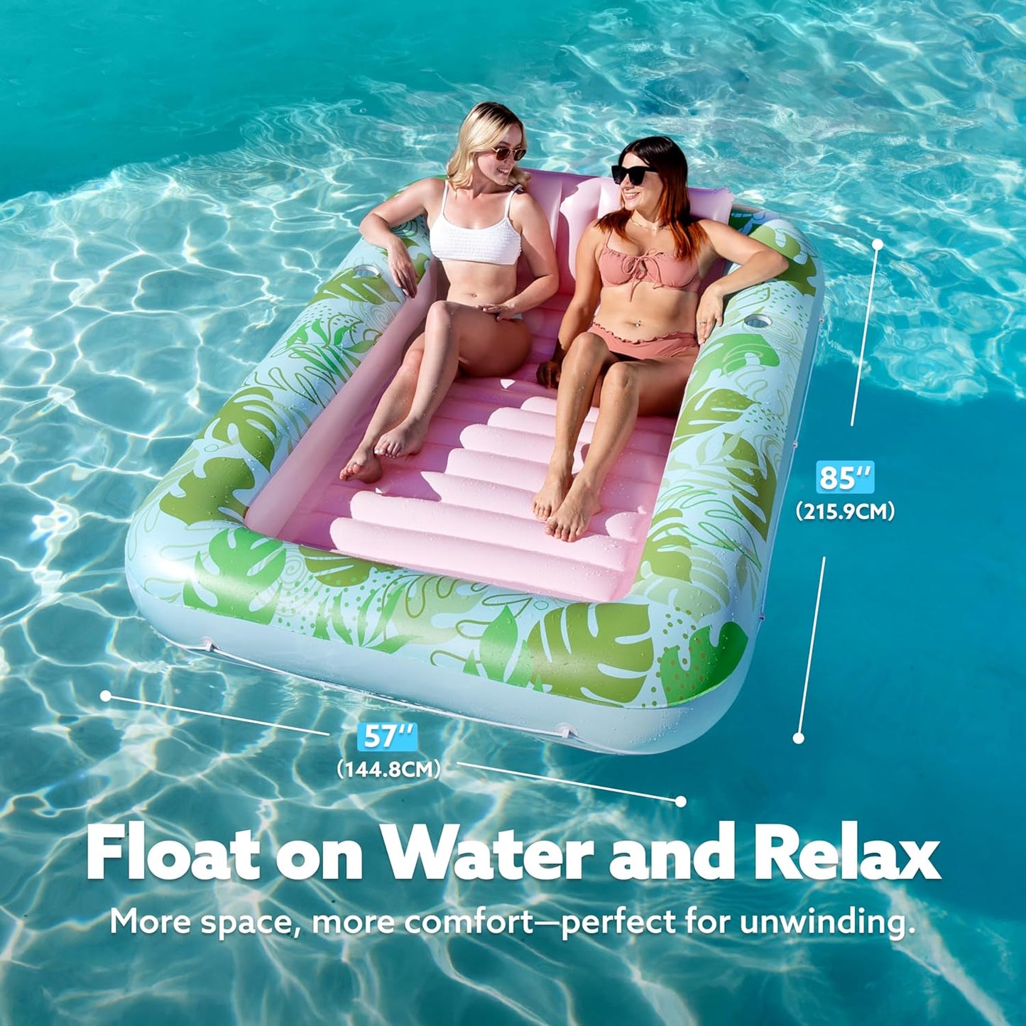 Sloosh Inflatable Tanning Pool Lounger Float-XL, 85" x 57" Extra Large Suntan Sun Tan tub for Adults, Bed Blow up, Raft Lounge Floatie, XL-Blue
