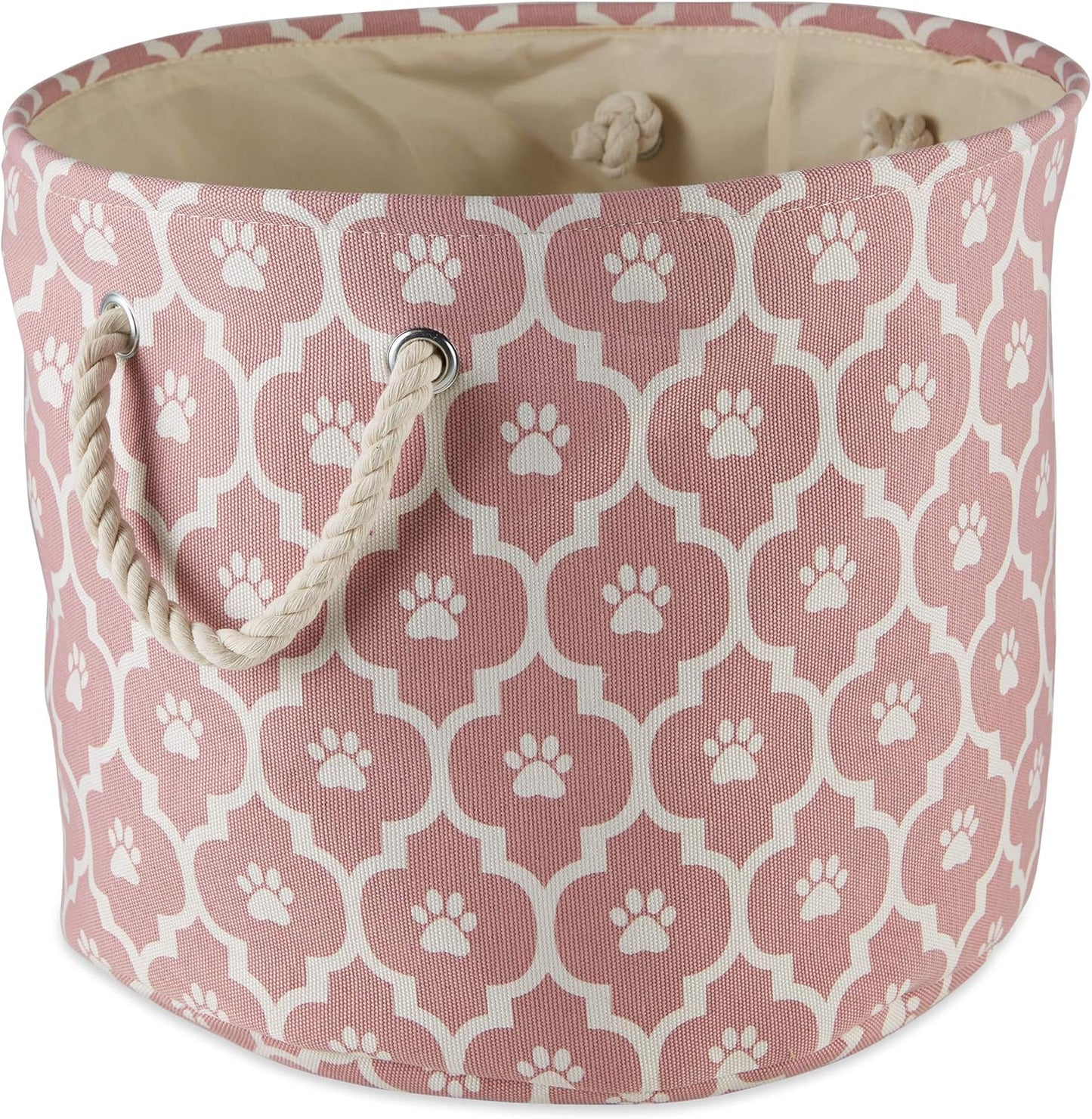 DII Bone Dry RoundSmall Pet Toy and Accessory Storage Bin, 12"(Dia) x9(H), Collapsible Organizer Storage Basket for Home Decor, Pet Toy, Blankets, Leashes and Food-Gray Stripes