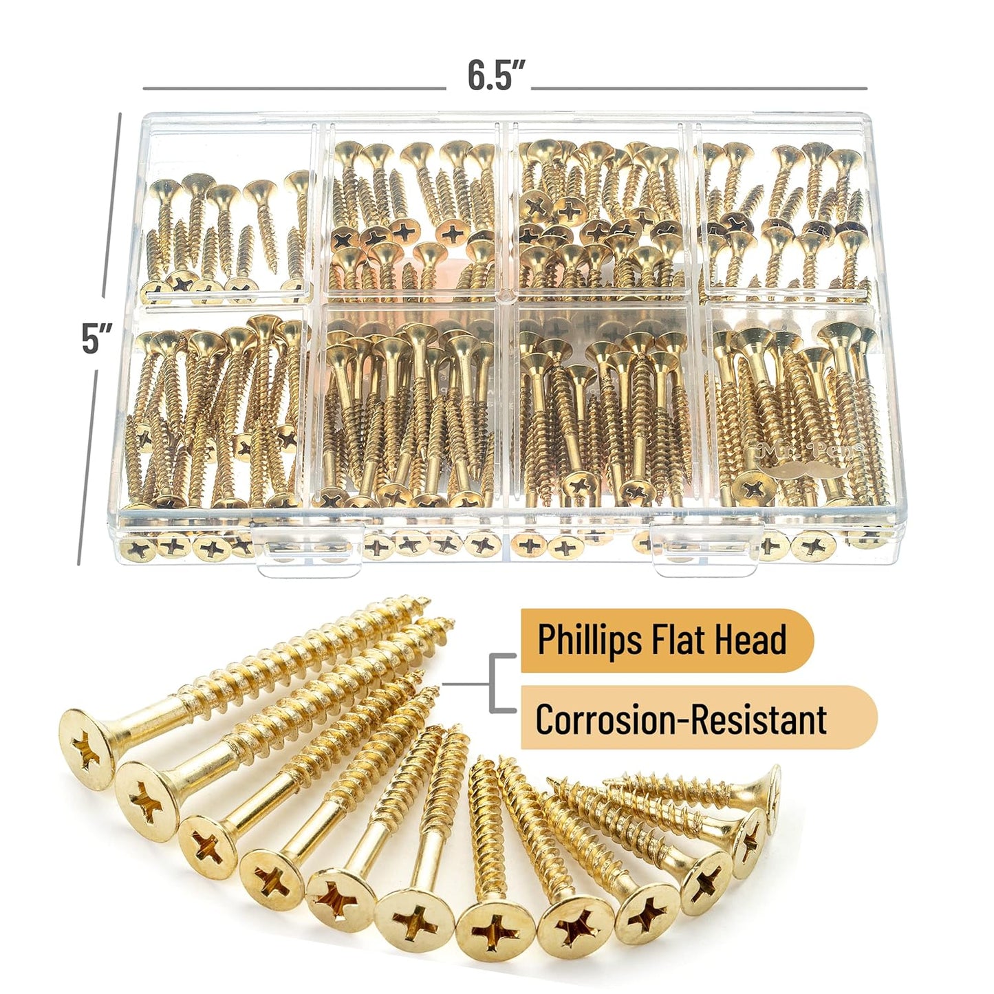 Mr. Pen Wood Screws Assortment Kit, 152 Pcs, Phillips Tips, Wood Screws, Screws, Assorted Screws, Screws Set, Flat Head Screws, Assorted Wood Screws, Screws Assortment, Screw Set Assortment
