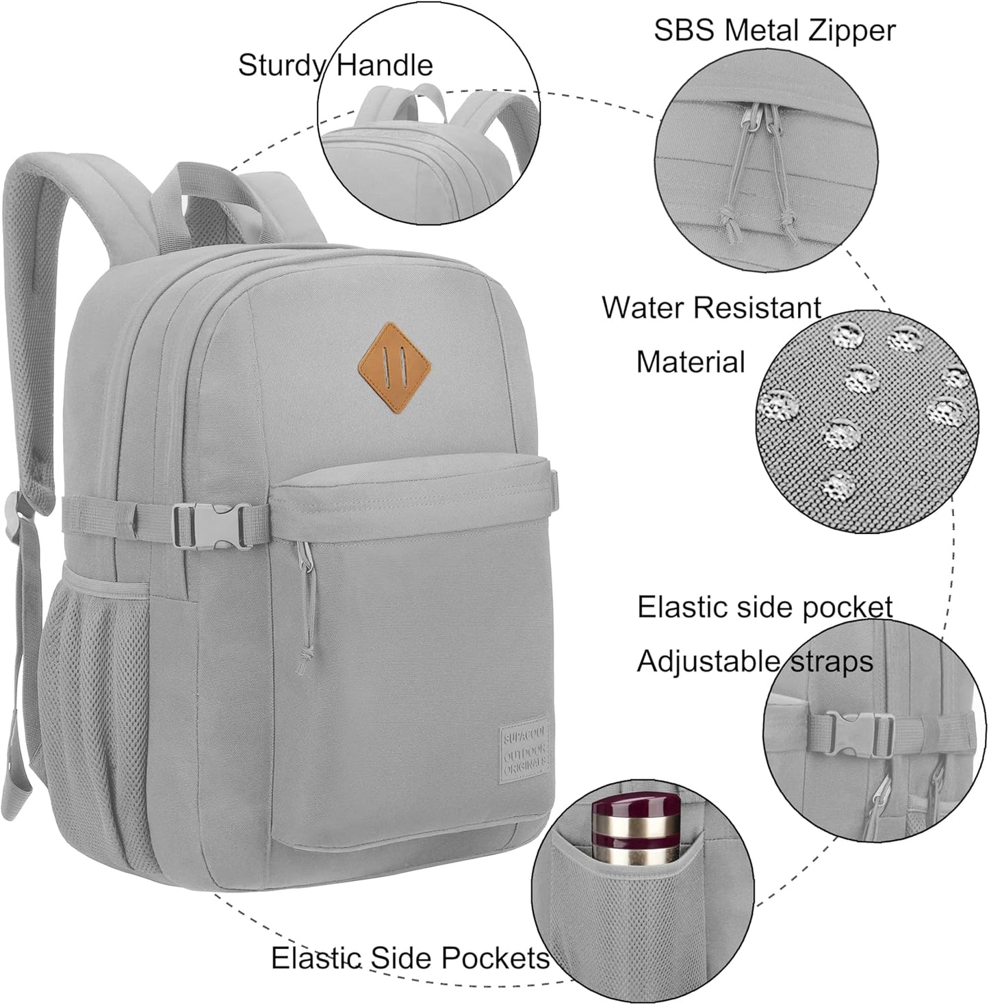 SUPACOOL Lightweight Casual Backpack for Men and Women, Large Backpack for School Boys and Girls