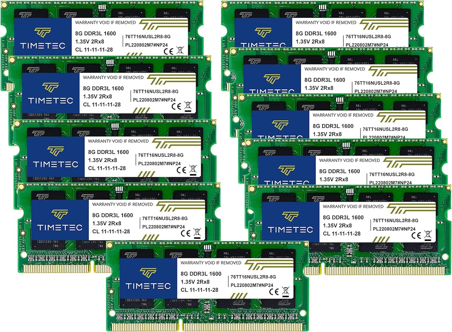 Timetec 16GB KIT(2x8GB) DDR3L / DDR3 1600MHz PC3L-12800 / PC3-12800 Non-ECC Unbuffered 1.35V / 1.5V CL11 2Rx8 Dual Rank 204 Pin SODIMM Laptop Notebook PC Computer Memory RAM Module Upgrade