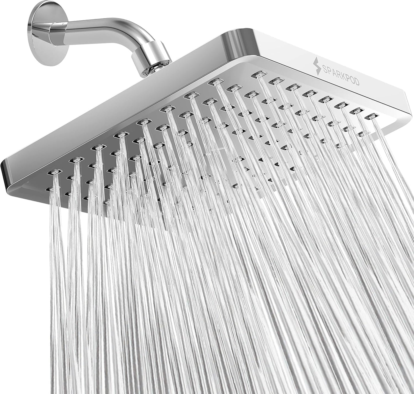 SparkPod Shower Head - High Pressure Rain - Premium Quality Luxury Design - 1-Min Install - Easy Clean Adjustable Replacement for Your Bathroom Shower Heads (Luxury Polished Chrome, 6 Inch Round)