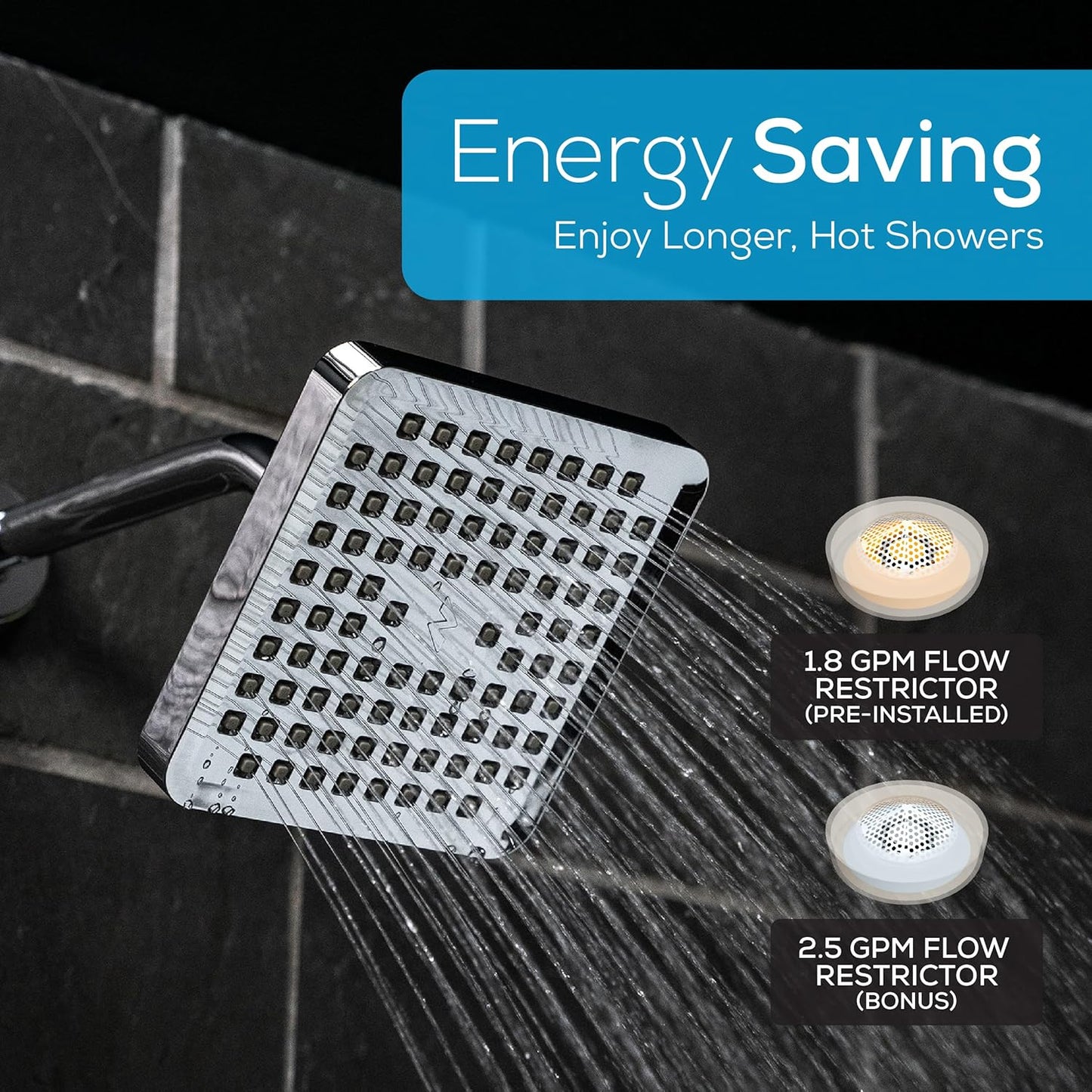 SparkPod Shower Head - High Pressure Rain - Premium Quality Luxury Design - 1-Min Install - Easy Clean Adjustable Replacement for Your Bathroom Shower Heads (Luxury Polished Chrome, 6 Inch Round)