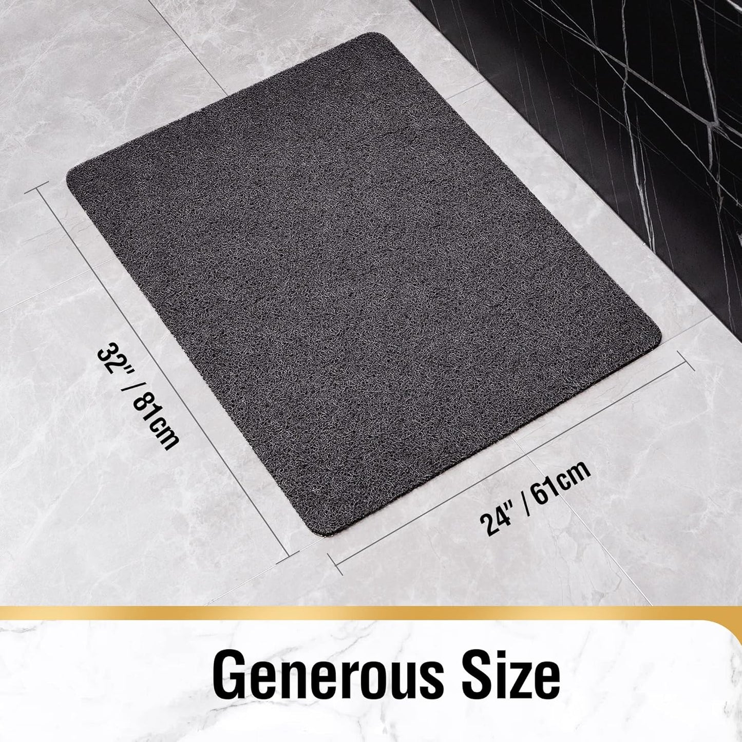HITSLAM Shower Mat Non Slip, 24 x 16 Inch Bathtub Mat Non Slip with Drain, Soft PVC Loofah Bath Mat for Tub, Quick Drying Bathroom Shower Mat, Grey