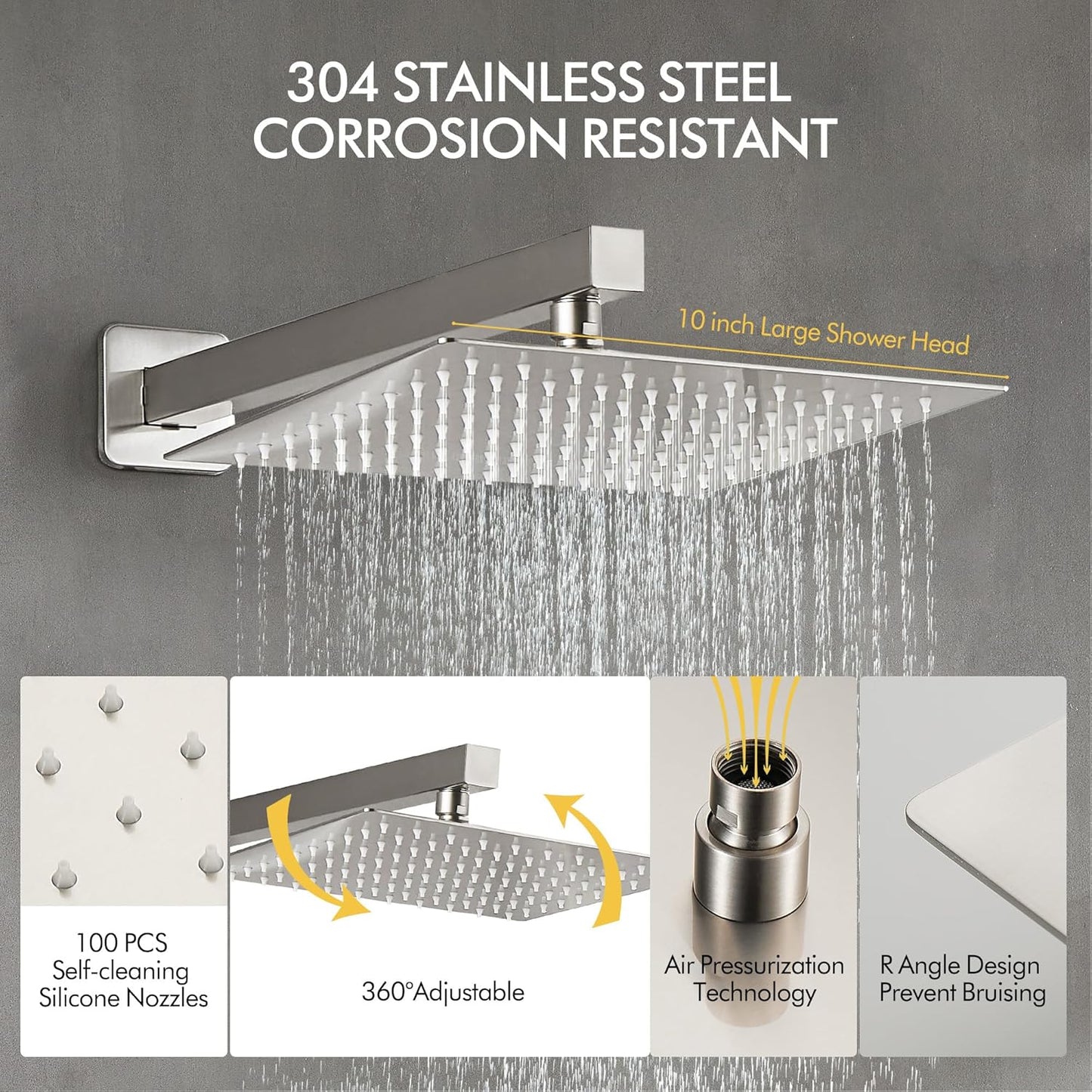 Fransiton Shower System Rain Shower System Set Ceiling Mounted, Rainfall Shower Head with Handheld, Bathroom Shower Kit (Valve Included) (8" - Wall Mount, Matte Black)