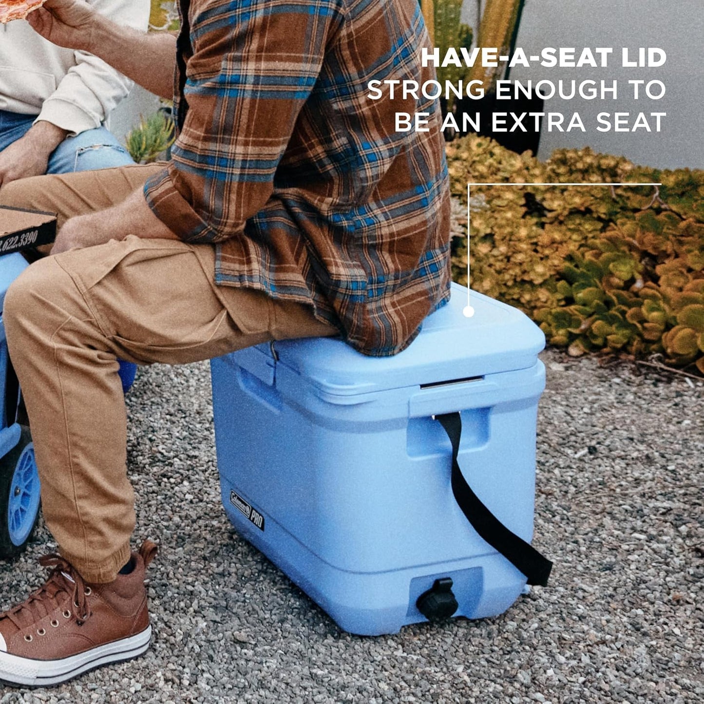 Coleman Pro Heavy-Duty Ultra-Light Premium Hard Cooler, 92/74/36-Can Capacity, Extra-Thick Insulation Keeps Ice up to 5/4/3 Days, 55-Quart Wheeled Cooler or 45/25 qt (No Wheels), Blue Sky