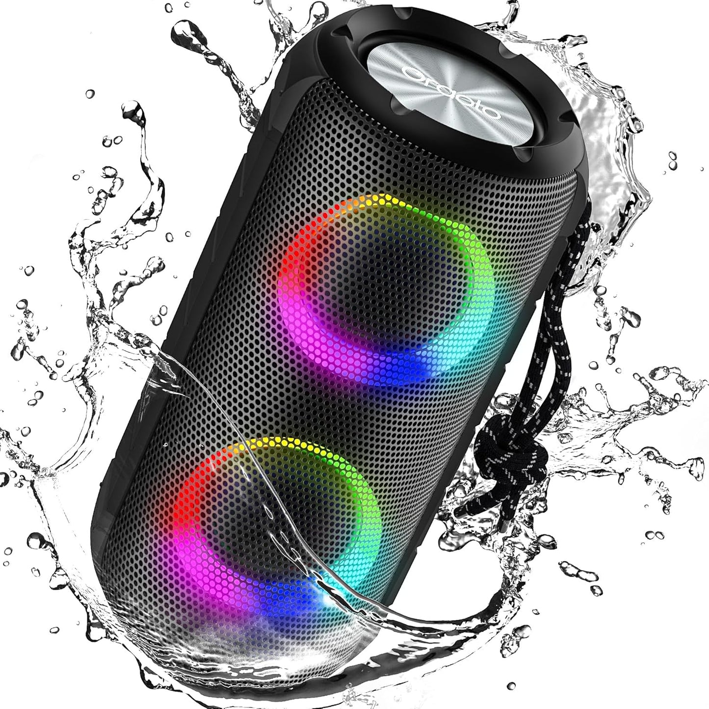 Oraolo Bluetooth Speaker 24W, Portable Speaker with RGB Lights, Stereo Sound, Bluetooth 5.3, 24H Playtime, IPX6 Waterproof, AUX-in, Speaker for Outdoor Camping