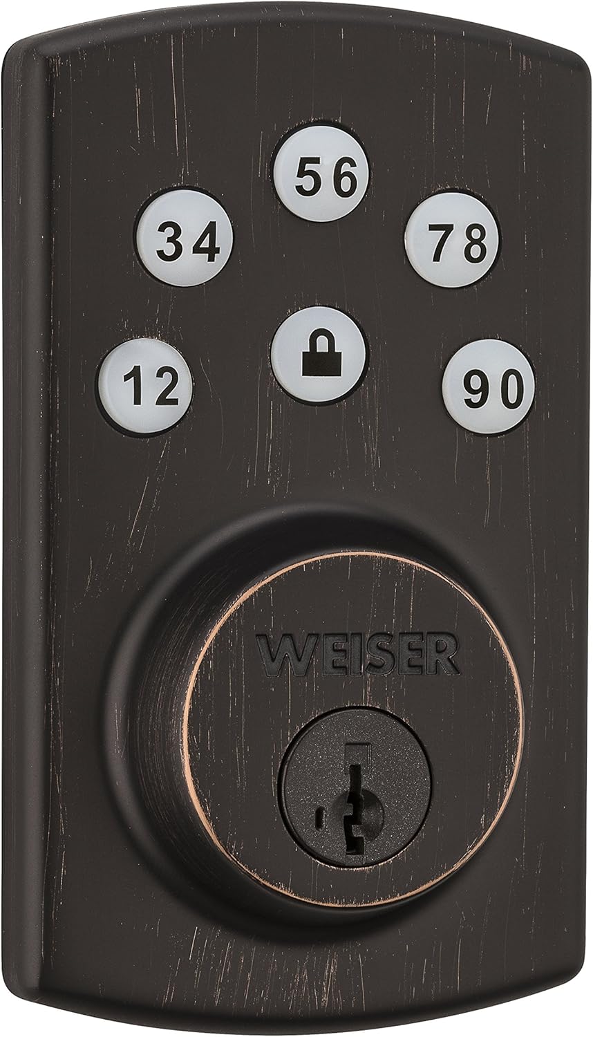 Weiser Powerbolt 3 Matte Black Keyless Entry Door Lock/Deadbolt Lock, 10-Button Keypad Door Lock with Auto Lock and 12-Month Battery Life, Electronic Door Locks for Front Door, Home Décor