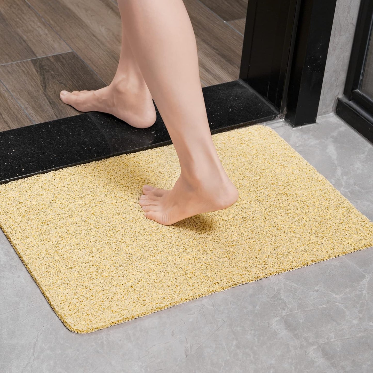 HITSLAM Shower Mat Non Slip, 24 x 16 Inch Bathtub Mat Non Slip with Drain, Soft PVC Loofah Bath Mat for Tub, Quick Drying Bathroom Shower Mat, Grey