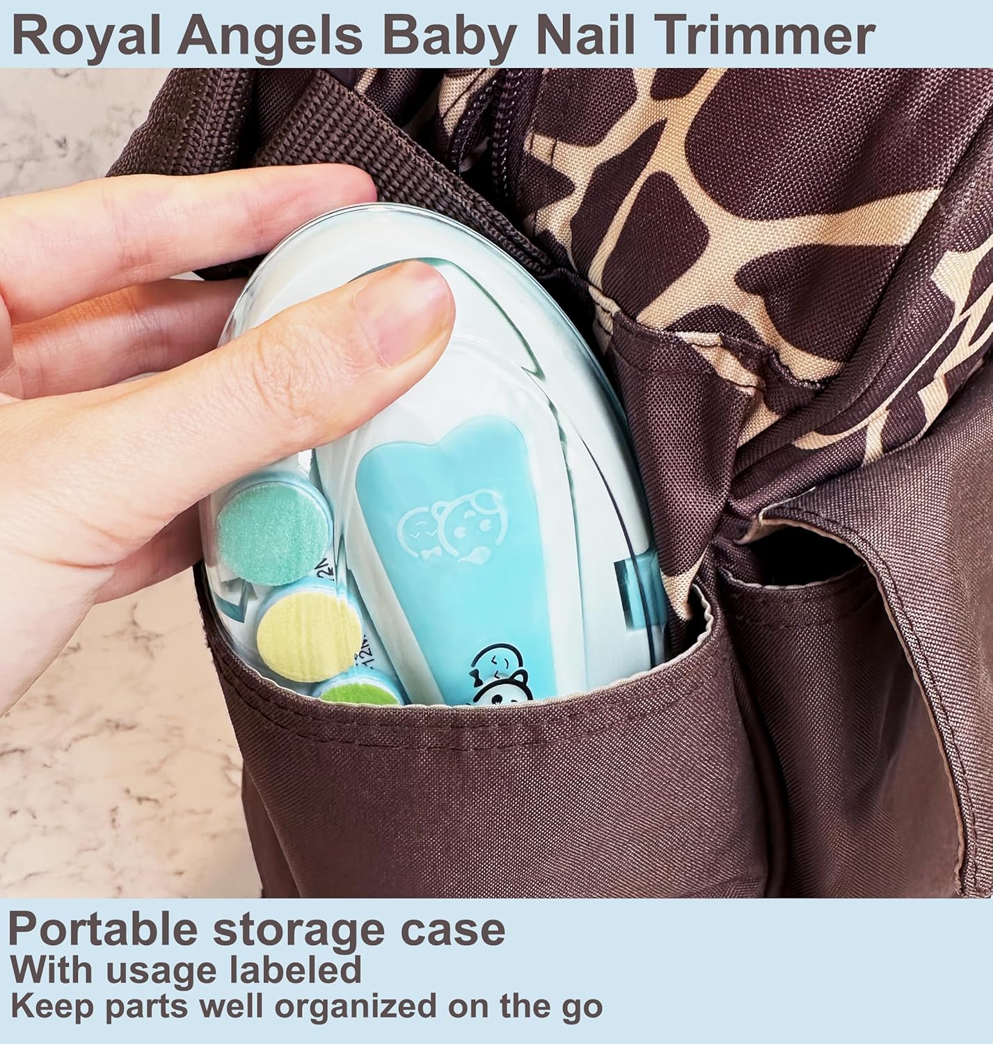Royal Angels Rechargeable Baby Nail Clippers 20 in 1, Safe Electric Nail Trimmer, Baby Nail Kit, Additional Replacements, Newborn Toddler Toes and Fingernails, Trim and Polish (Rechargeable, Snow)