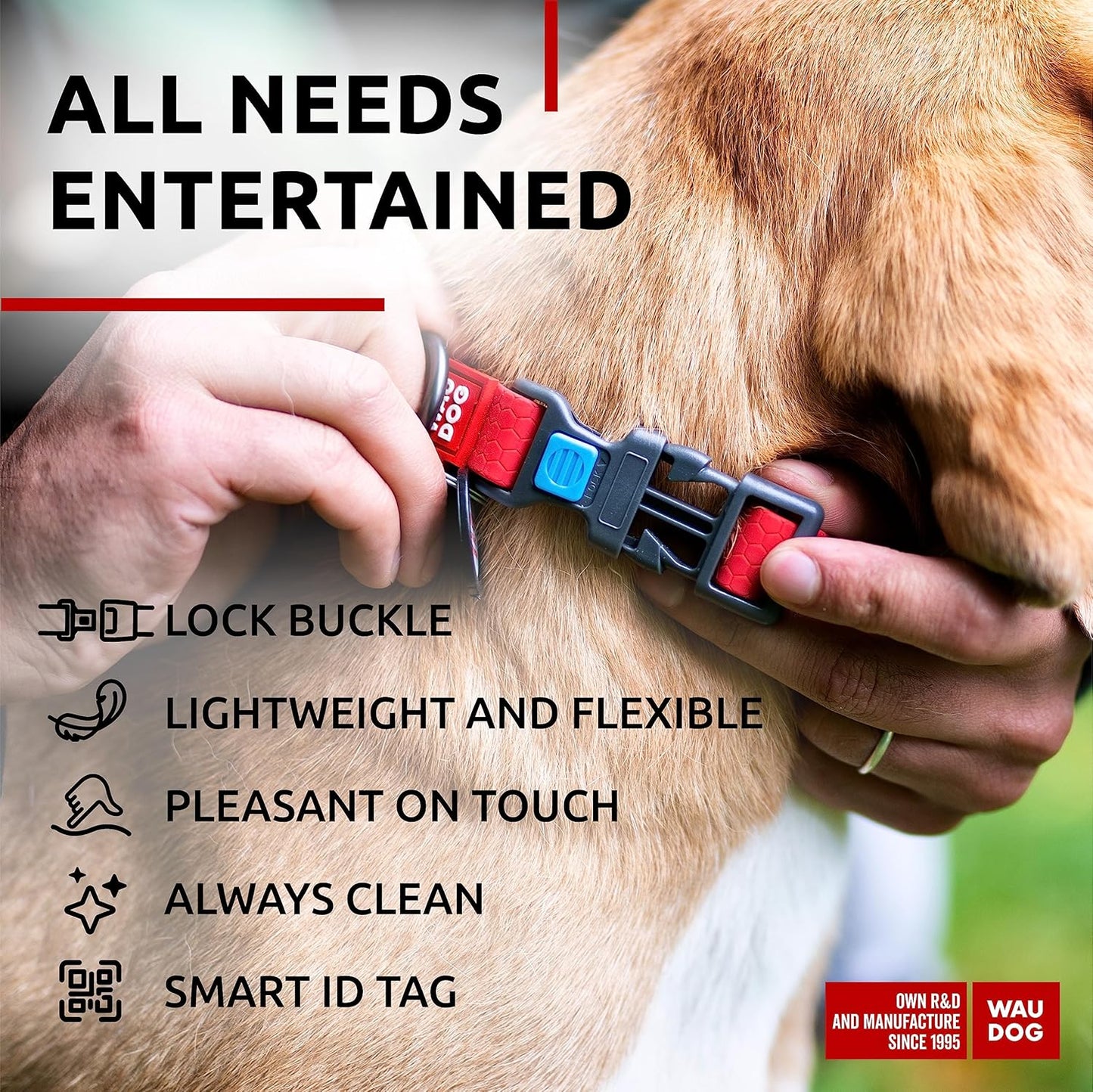 Waterproof Dog Collar - Adjustable Glow Dog Collar for Large Dogs, Small and Medium Dogs - Heavy Duty Dog Collars with Durable Metal Clasp and QR Dog Tag - Glow in The Dark Dog Collars