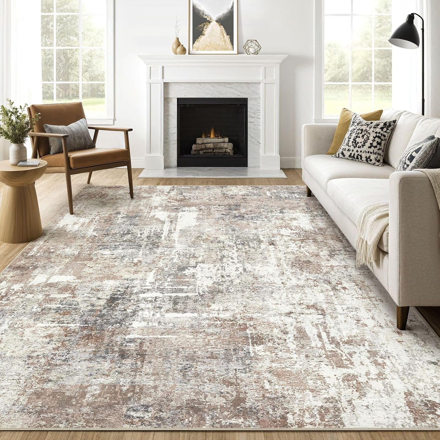 6x9 Area Rugs Living Room: Large Washable Abstract Modern Soft Rug Stain Resistant Indoor Floor Non Slip Accent Carpet for Bedroom Nursery Playroom Dining Room Office Dorm Home Decor- Gray Gold