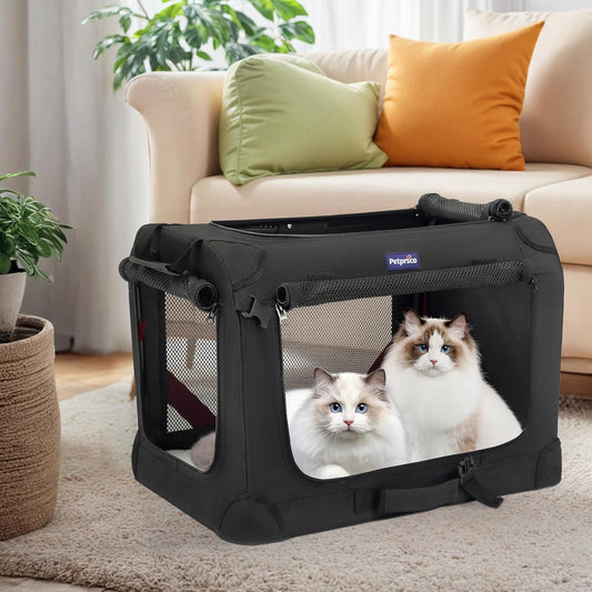 Petprsco Large Cat Carrier for 2 Cats Small Medium Dogs, Soft Pet Carrier 24x17x17 for Traveling with Warm Blanket Foldable Bowl and Washable Pad - PuriLite