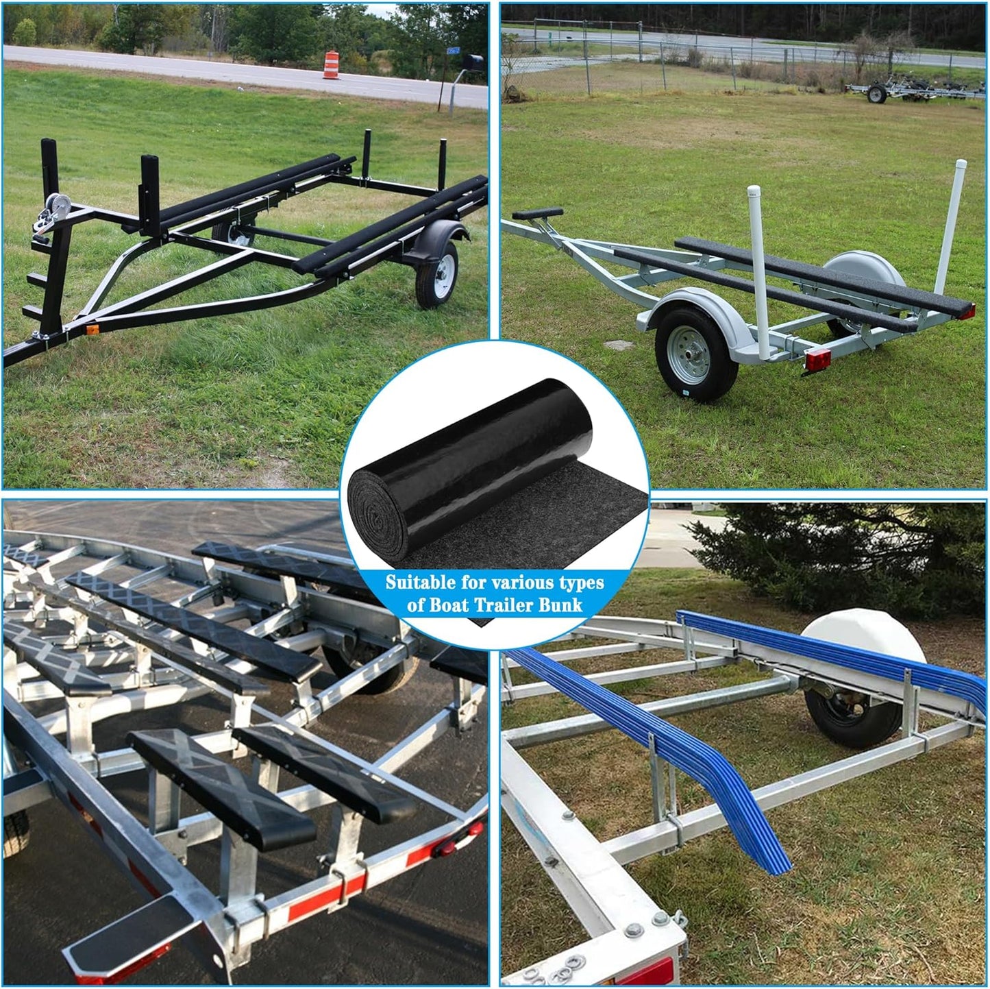 12inch x 20ft Boat Trailer Bunk Carpet - Marine Trailer Bunk Carpet - Trailer Boat Bunk Padding for Outdoor Boat Trailer Jet Ski Ramp Garage Dock