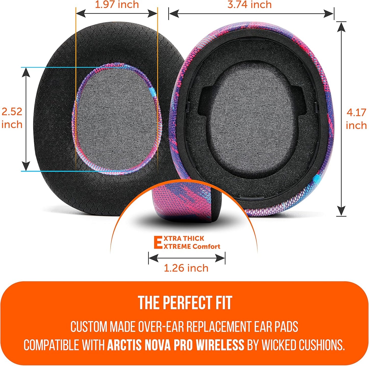 WC Freeze Nova Pro Wireless - Cooling Gel Earpads for Arctis Nova Pro Wireless ONLY (Doesn’t Fit Other Models), Made by Wicked Cushions, Improved Durability, Thickness & Sound Isolation | Black