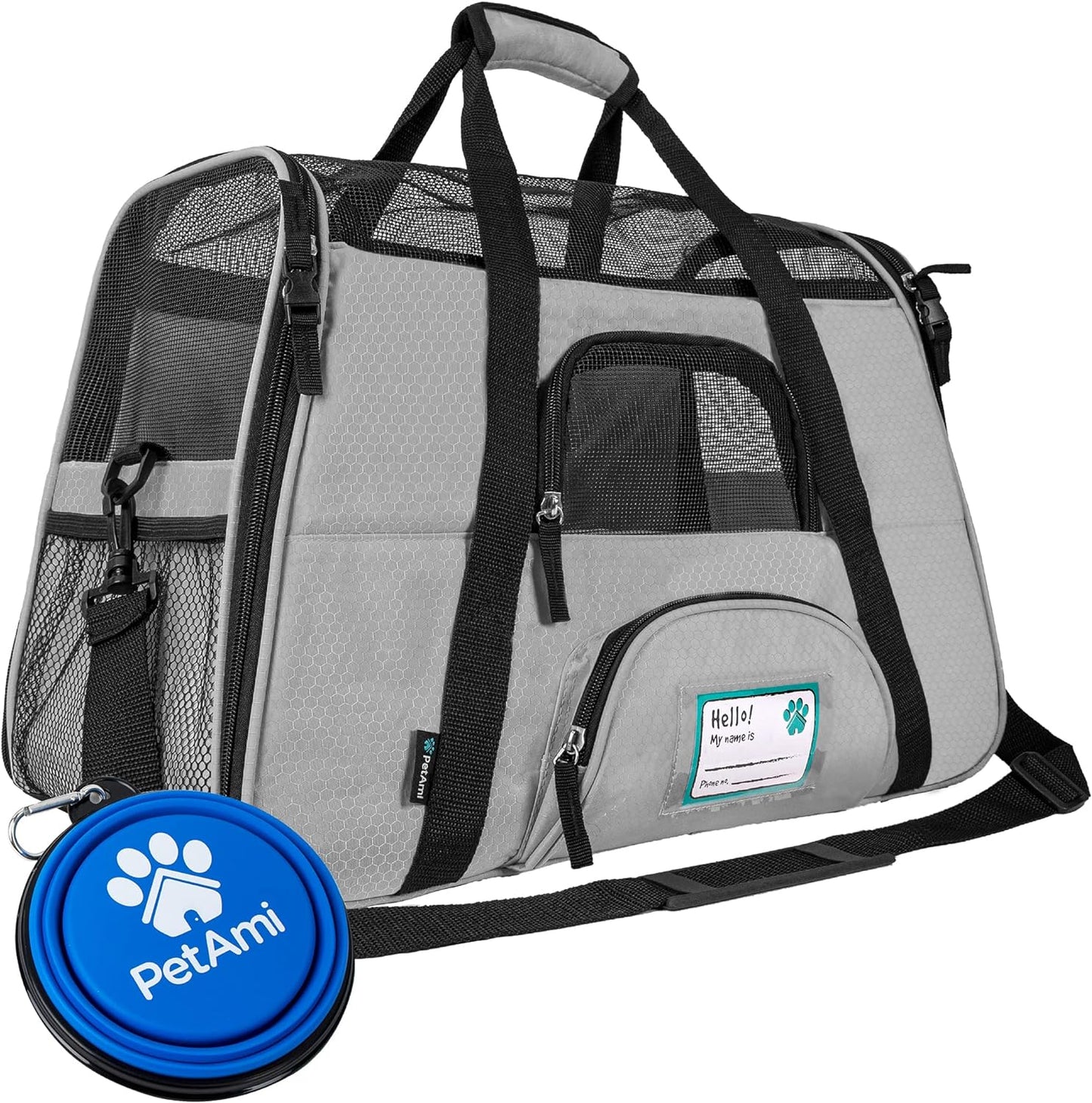 Premium Airline Approved Soft-Sided Pet Travel Carrier by PetAmi | Ventilated, Comfortable Design with Safety Features | Perfect For Plane or Car | Ideal for Small to Medium Sized Cats, Dogs, and Pets