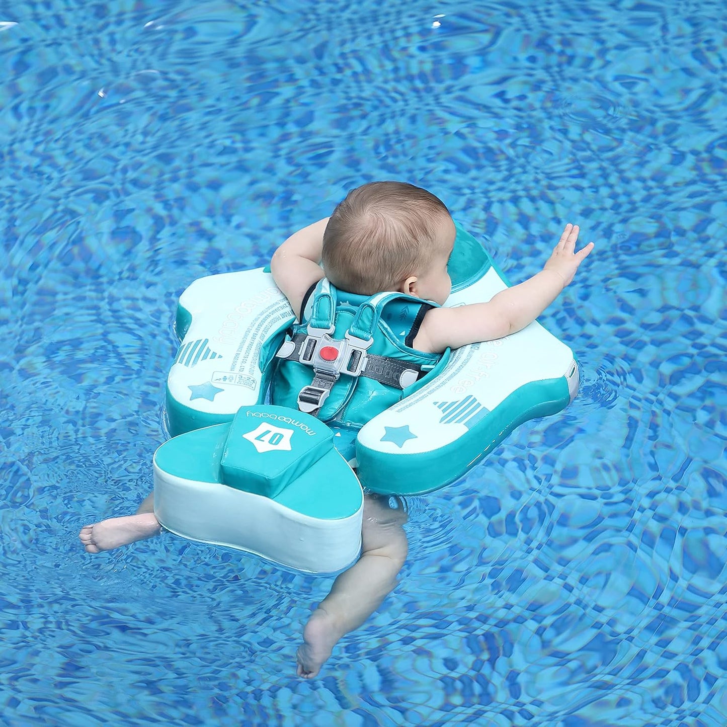Mambobaby Baby Swim Float with Canopy, Non-Inflatable Solid Baby Float, Upgrade Soft Skin-Friendly Material Infant Swim Float