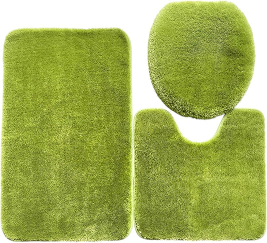 Daniel's Bath & Beyond 3 Piece Solid Luxury Bath Mat, Lime Green, (3PC Solid Luxury) - PuriLite