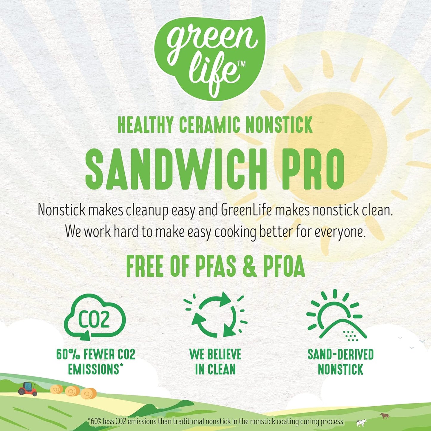 GreenLife Pro Electric Panini Press Grill and Sandwich Maker, French Toast Breakfast Sandwich and Waffle's, Healthy Ceramic Nonstick Plates,Easy Indicator Light, PFAS-Free, Red