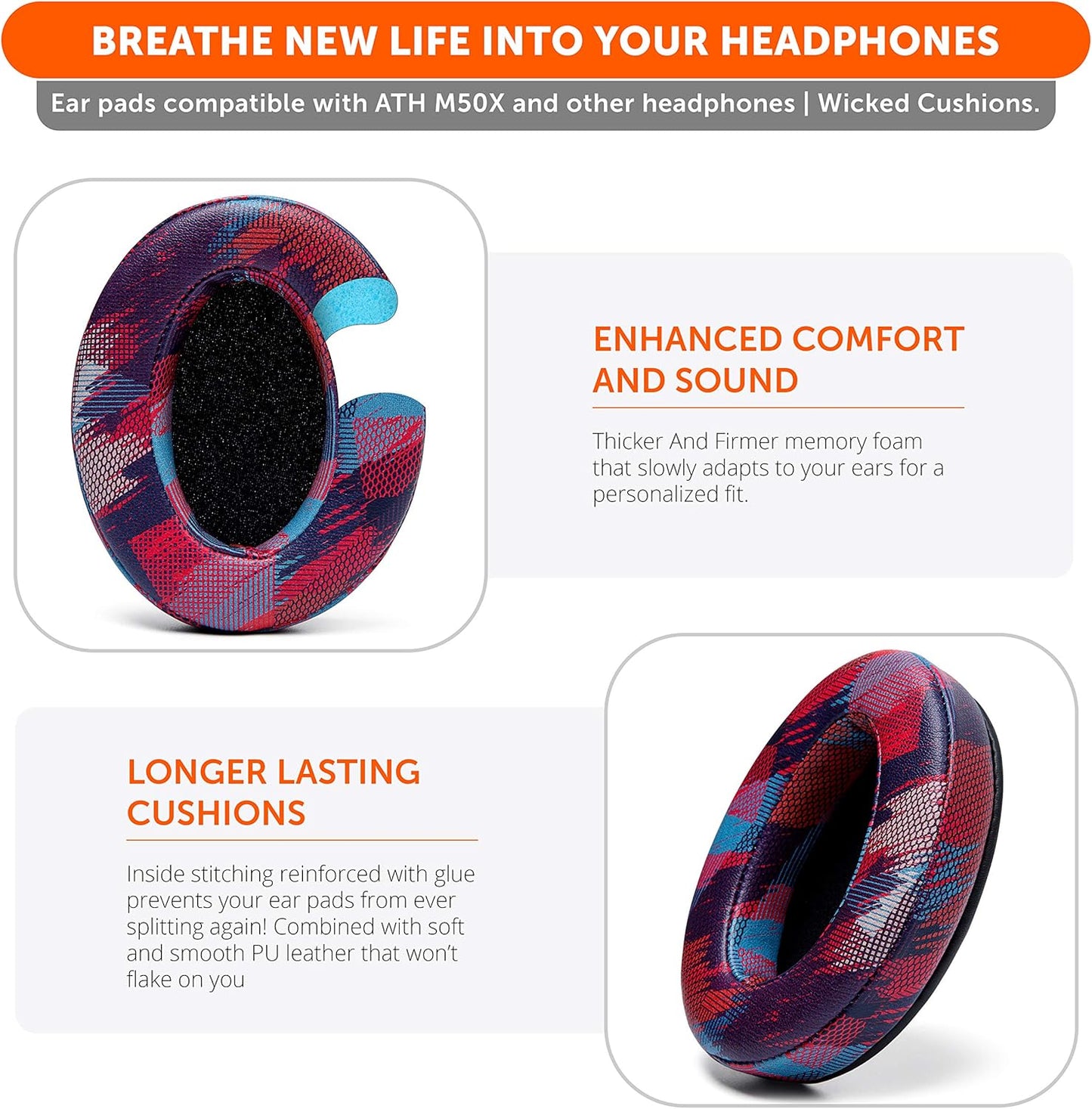 WC PadZ - The Ultimate Upgraded Earpads by Wicked Cushions - Compatible with Audio Technica, HyperX, SteelSeries Arctis & More - Extra Thick - Bigger Opening - Softer Memory Foam | (90s Black)