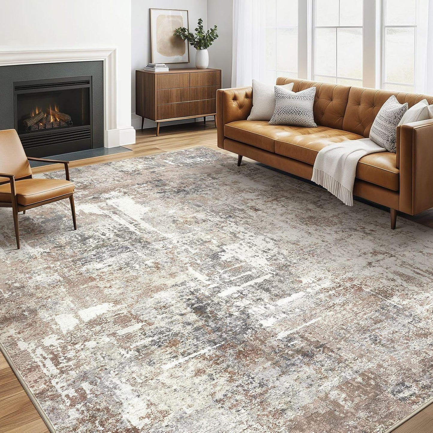 6x9 Area Rugs Living Room: Large Washable Abstract Modern Soft Rug Stain Resistant Indoor Floor Non Slip Accent Carpet for Bedroom Nursery Playroom Dining Room Office Dorm Home Decor- Gray Gold