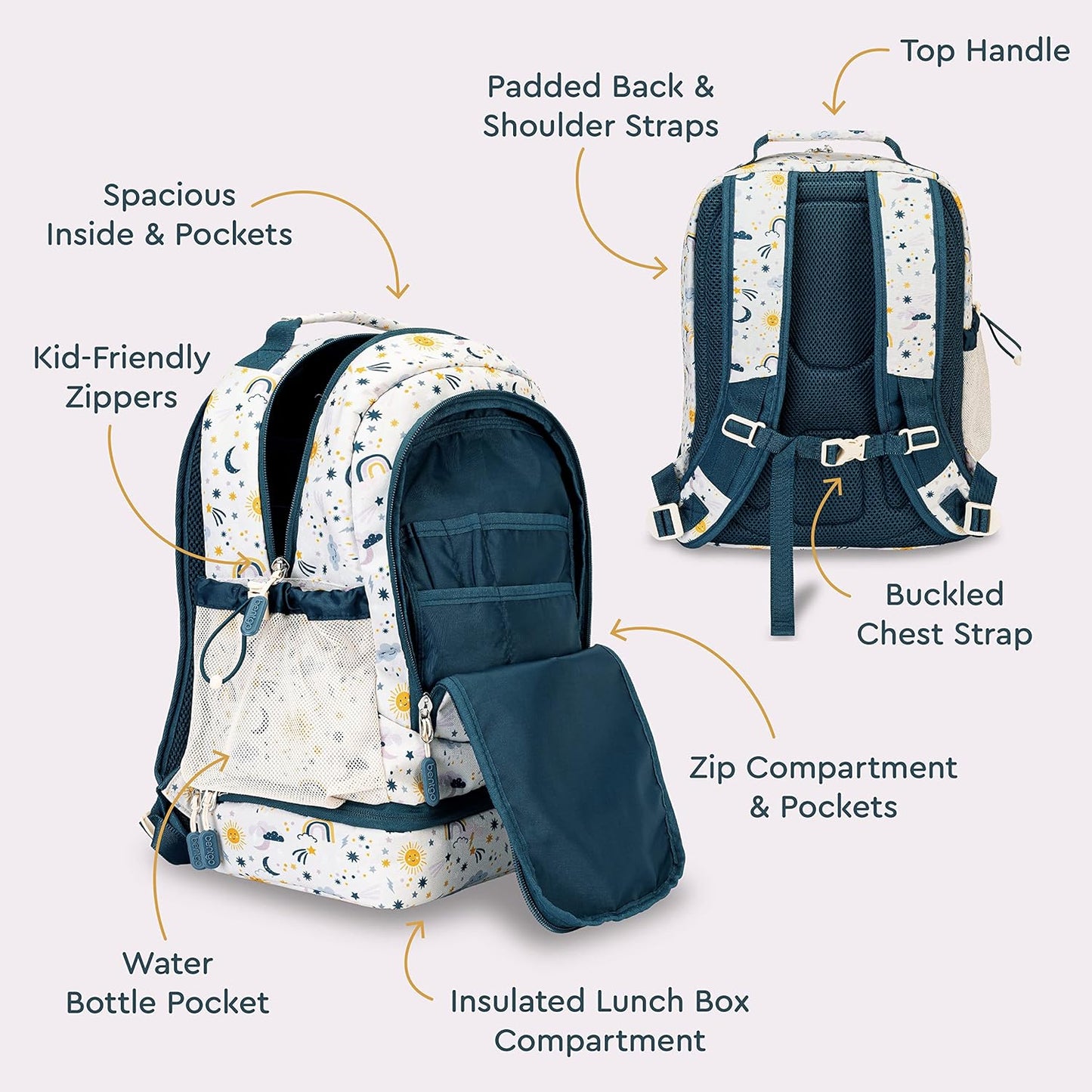 Bentgo Kids Prints 2-in-1 Backpack & Insulated Lunch Bag (Dinosaur)