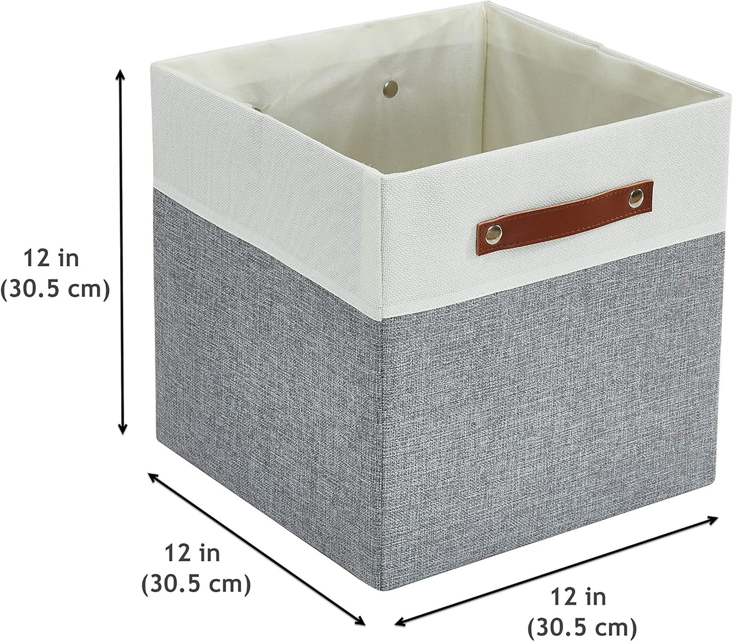DECOMOMO Fabric Cube Storage Bin - Storage Baskets for Shelves, Kallax (Grey & White, 13 inch Cube) - 4 Pack