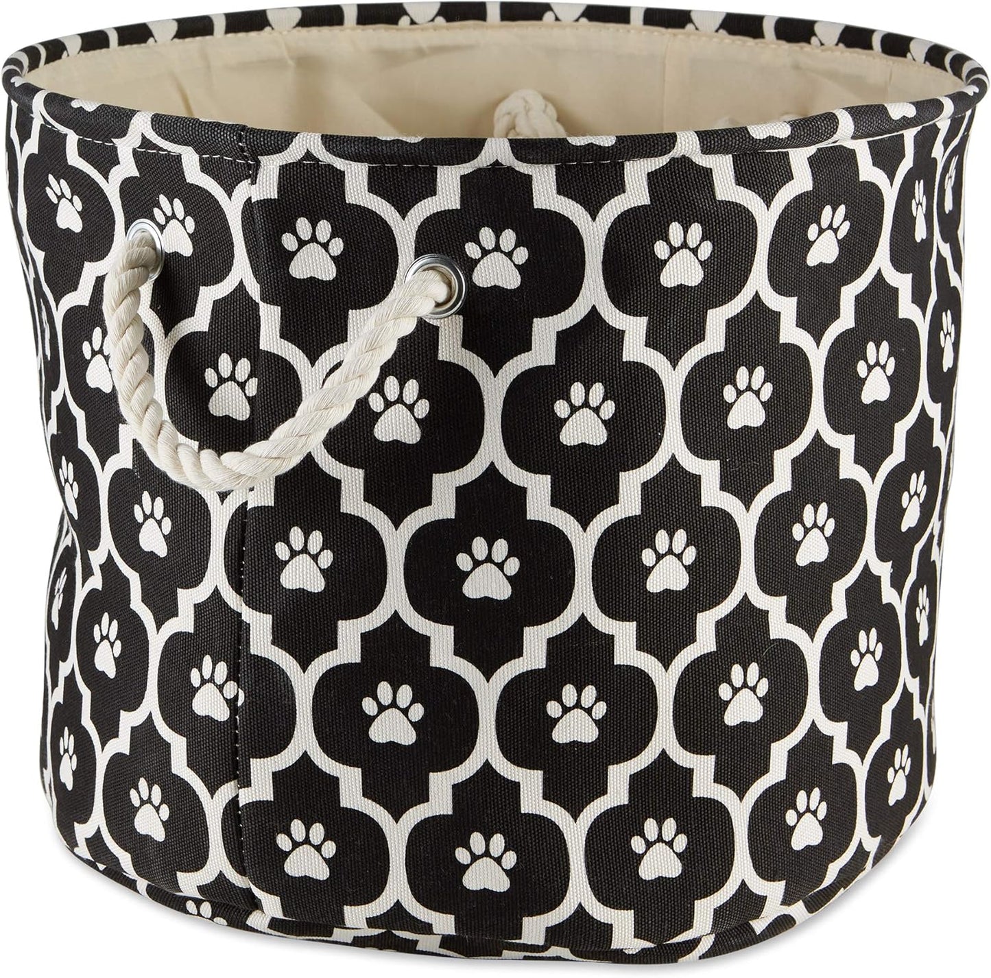 DII Bone Dry RoundSmall Pet Toy and Accessory Storage Bin, 12"(Dia) x9(H), Collapsible Organizer Storage Basket for Home Decor, Pet Toy, Blankets, Leashes and Food-Gray Stripes