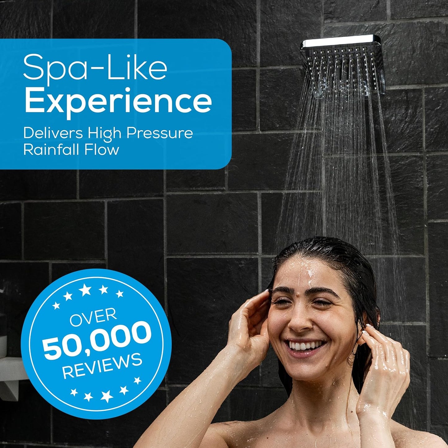 SparkPod Shower Head - High Pressure Rain - Premium Quality Luxury Design - 1-Min Install - Easy Clean Adjustable Replacement for Your Bathroom Shower Heads (Luxury Polished Chrome, 6 Inch Round)
