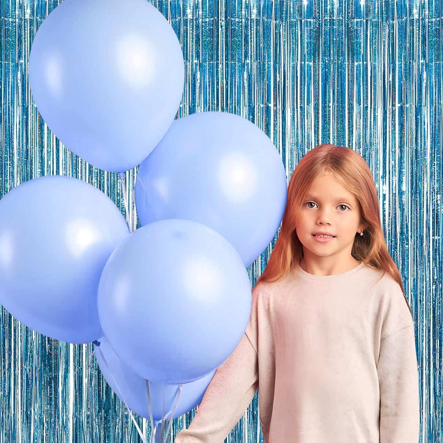 GREATRIL Iridescent Party Tinsel Fringe Backdrop Decorations - Holographic Foil Streamers Curtain for Mermaid/Under The Sea/Frozen/Ocean/Disco/Birthday Themed 3.2ft x 6.5ft - 2 PCS