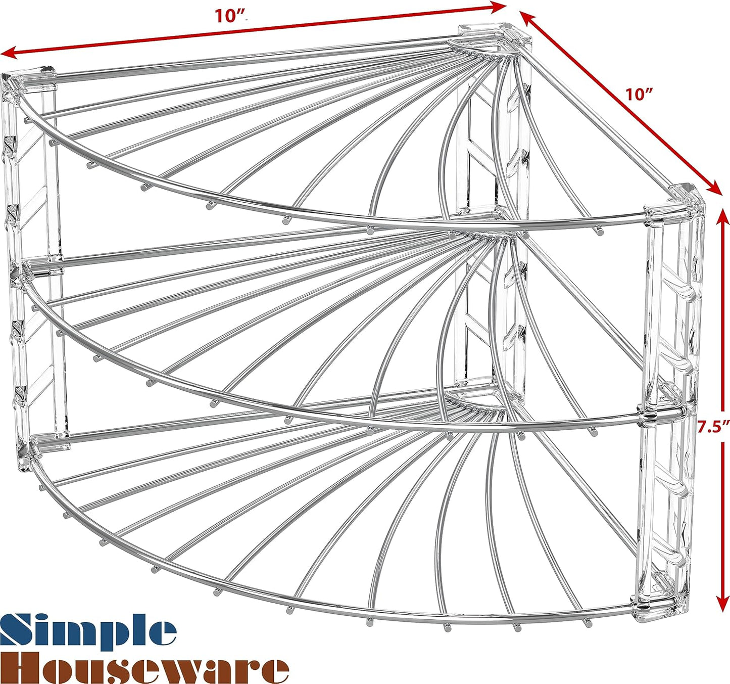 SimpleHouseware 3-Tier Corner Shelf Plate Rack for Counter and Cabinet Organizer, Bronze