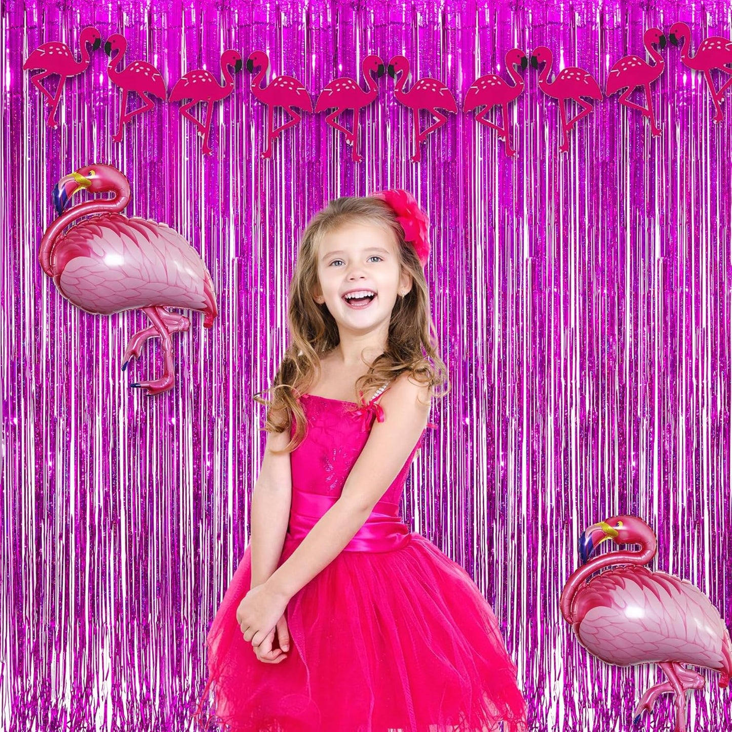 GREATRIL Iridescent Party Tinsel Fringe Backdrop Decorations - Holographic Foil Streamers Curtain for Mermaid/Under The Sea/Frozen/Ocean/Disco/Birthday Themed 3.2ft x 6.5ft - 2 PCS
