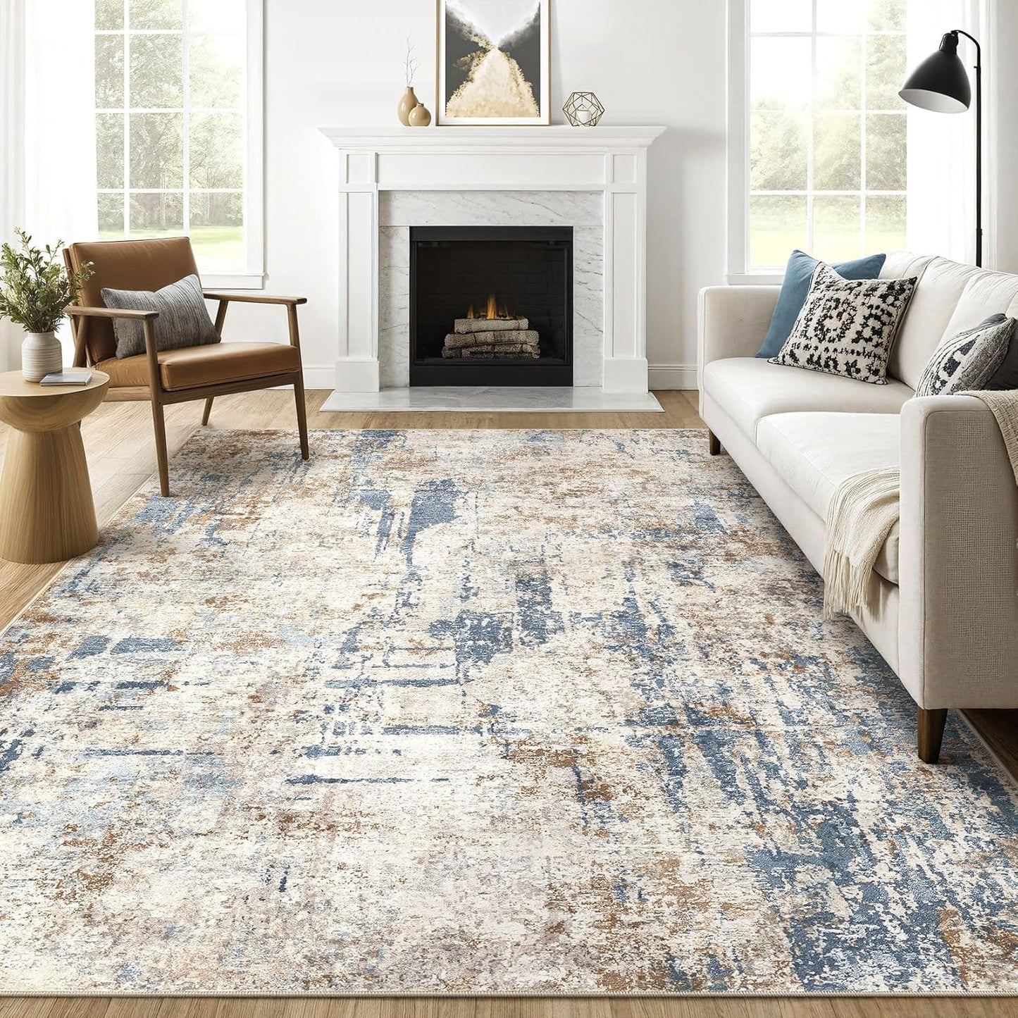 6x9 Area Rugs Living Room: Large Washable Abstract Modern Soft Rug Stain Resistant Indoor Floor Non Slip Accent Carpet for Bedroom Nursery Playroom Dining Room Office Dorm Home Decor- Gray Gold