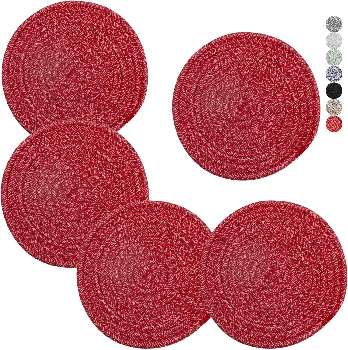 Trivets for Hot Dishes, Pots and Pans, 8 Inches Hot Pads 5 Pcs, Pot Holders for Kitchen, Heat Resistant Mat Protect Counter, Coasters Set Home Essentials Farmhouse Decor (Blue)