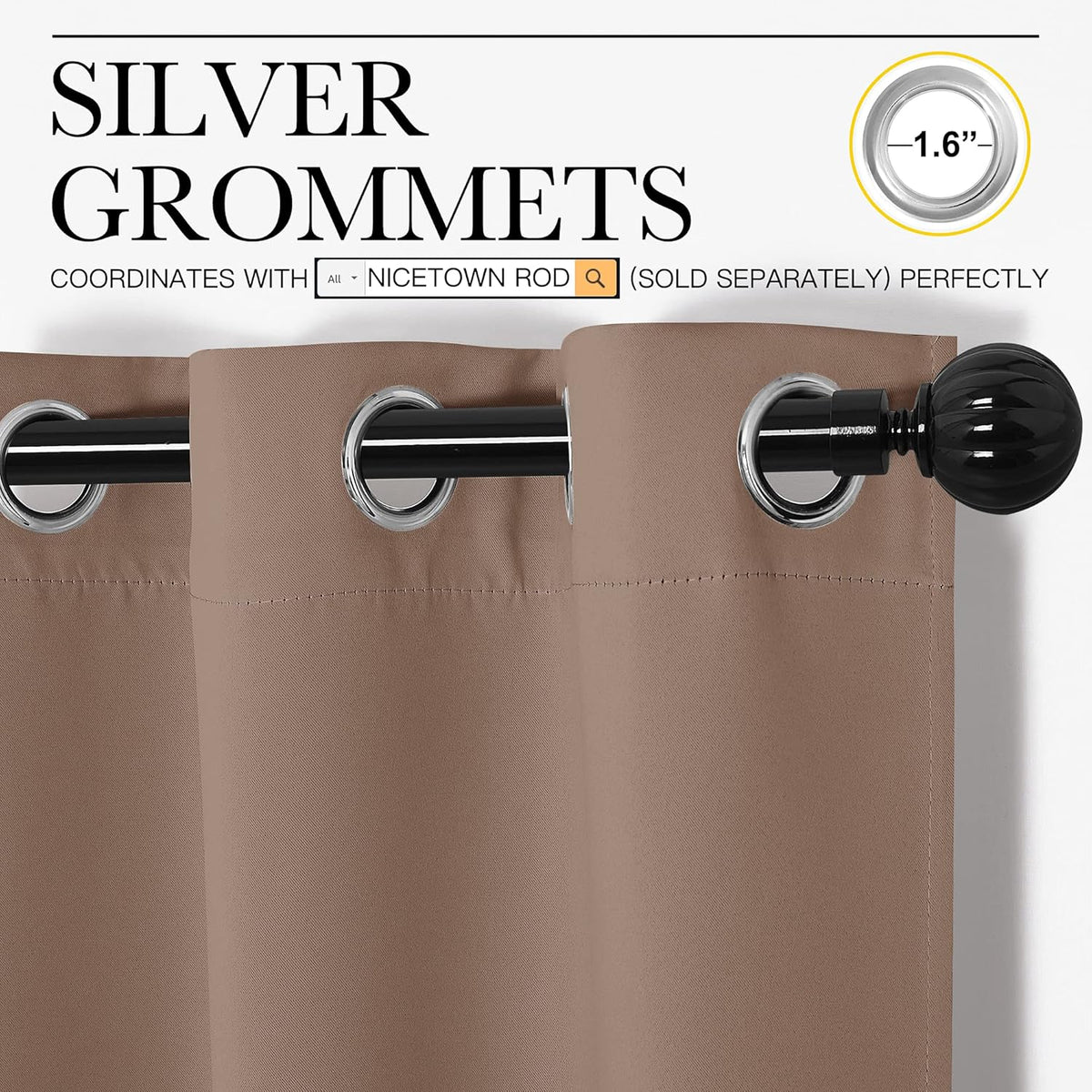 NICETOWN Blackout Curtains 2 Panels for Bedroom- Thermal Insulated Grommet Blackout Curtains 63 Inches Long for Living Room/Kitchen Rideaux occultants (2 Panels, W42 x L63 -Inch,Grey) - PuriLite