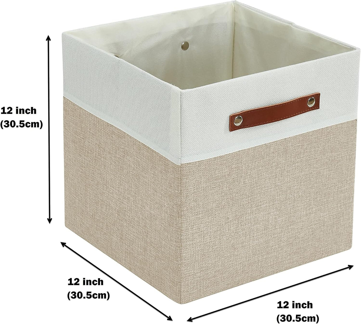 DECOMOMO Fabric Cube Storage Bin - Storage Baskets for Shelves, Kallax (Grey & White, 13 inch Cube) - 4 Pack
