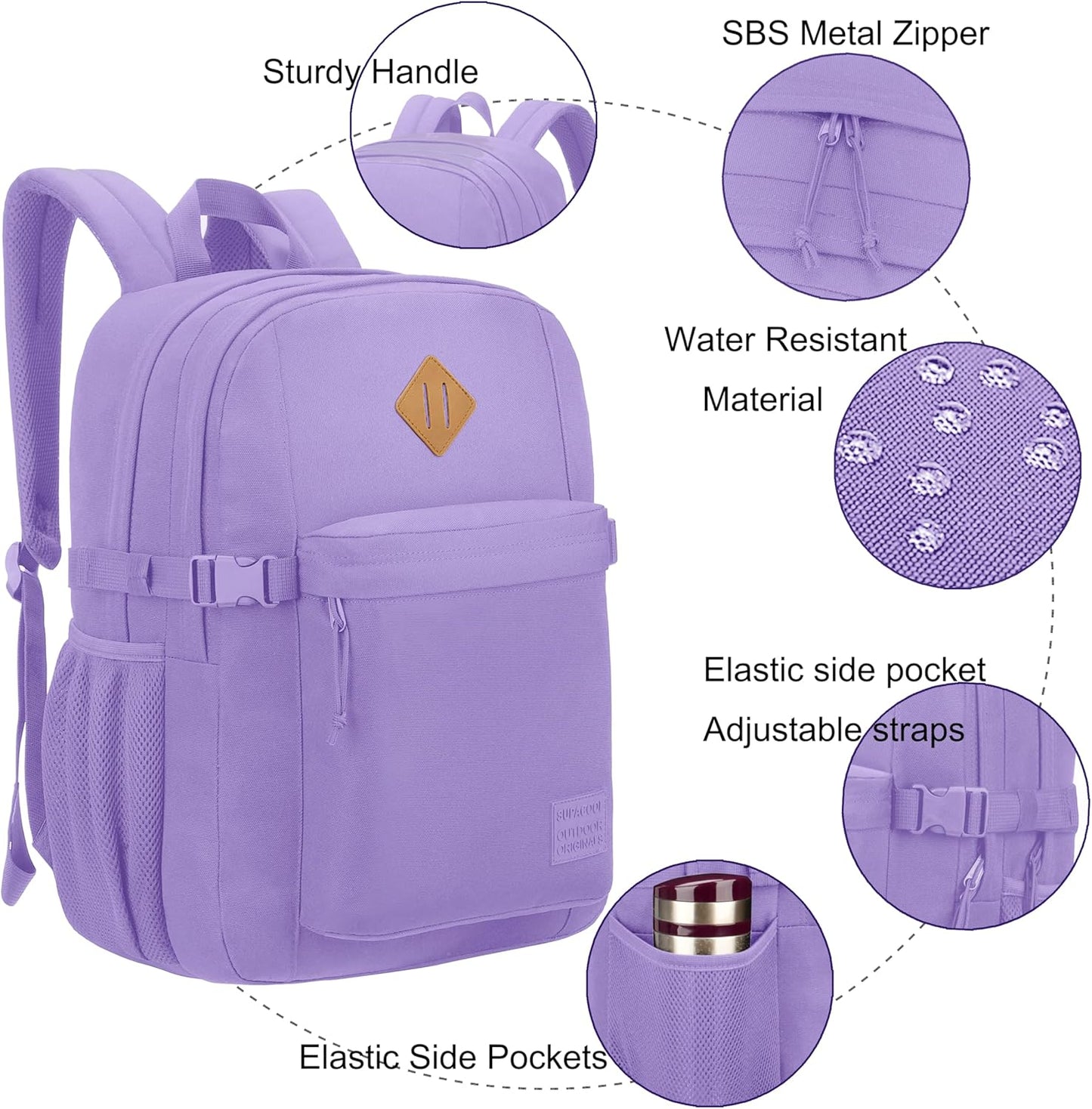 SUPACOOL Lightweight Casual Backpack for Men and Women, Large Backpack for School Boys and Girls