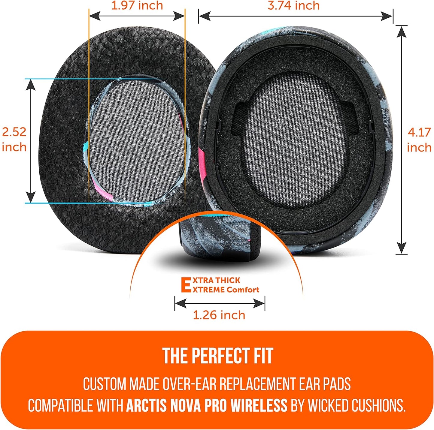 WC Freeze Nova Pro Wireless - Cooling Gel Earpads for Arctis Nova Pro Wireless ONLY (Doesn’t Fit Other Models), Made by Wicked Cushions, Improved Durability, Thickness & Sound Isolation | Black