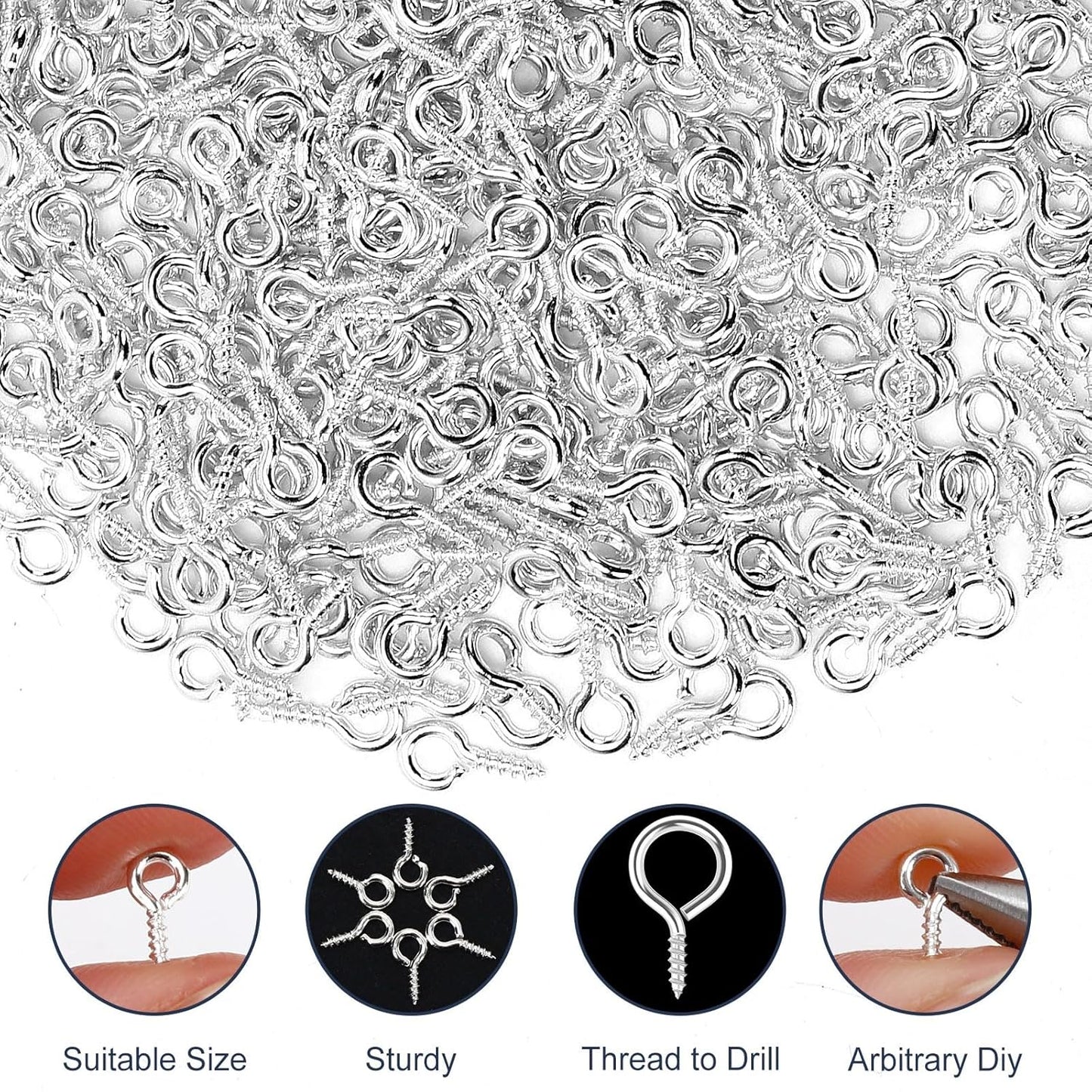 AUGSUN Eye Hooks, 12Pack 2.5 Inch Eye Hooks Heavy Duty 304 Stainless Steel Eye Screw,Screw Eyes Metal Screw Hooks Ring Screws Fasteners Hardware Tools
